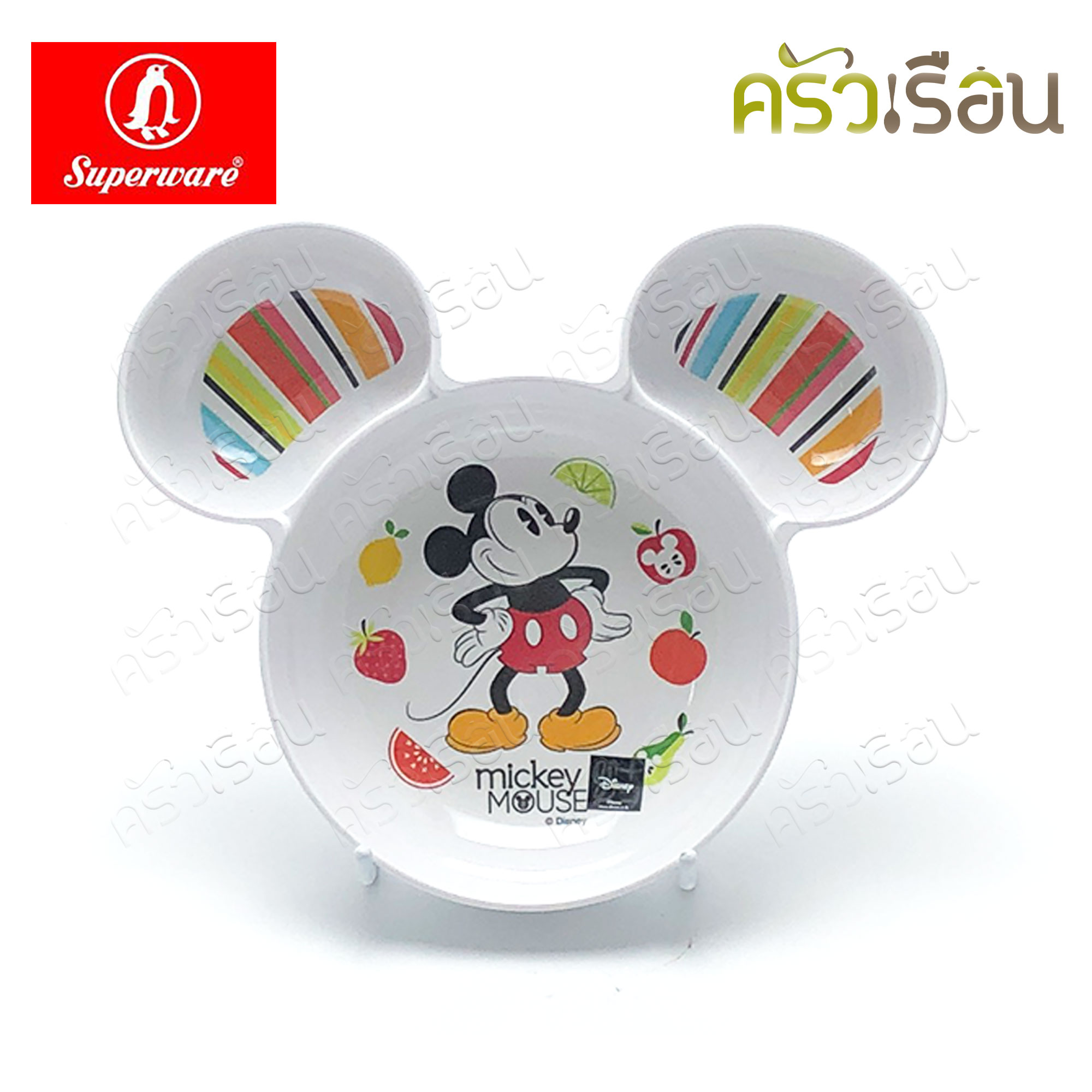 Superware ลาย Mickey Summer Fun มิกกี้ ซัมเมอร์ฟัน [ ราคาต่อชิ้น ] จาน หรือ ชาม หรือ ช้อนส้อม หรือ แก้วน้ำ เมลามีน