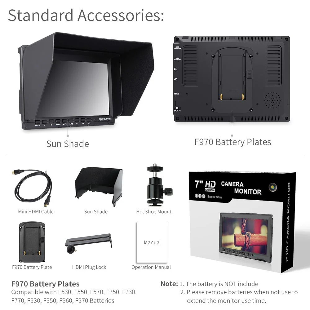 FEELWORLD FW759: จอภาพ 7 นิ้ว สำหรับกล้อง DSLR พร้อม HD Assist และ 4K HDMI