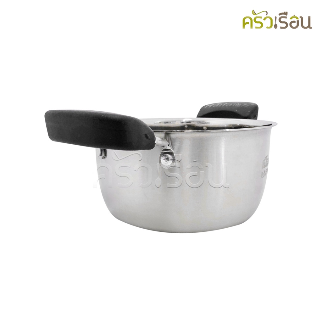 Haifa หม้อหุงต้ม สเตนเลส ฝาแก้ว มีให้เลือก 3 ขนาด ราคาต่อใบ [ หม้อสองหู หม้อต้ม หม้อข้าว หม้อแกง ]