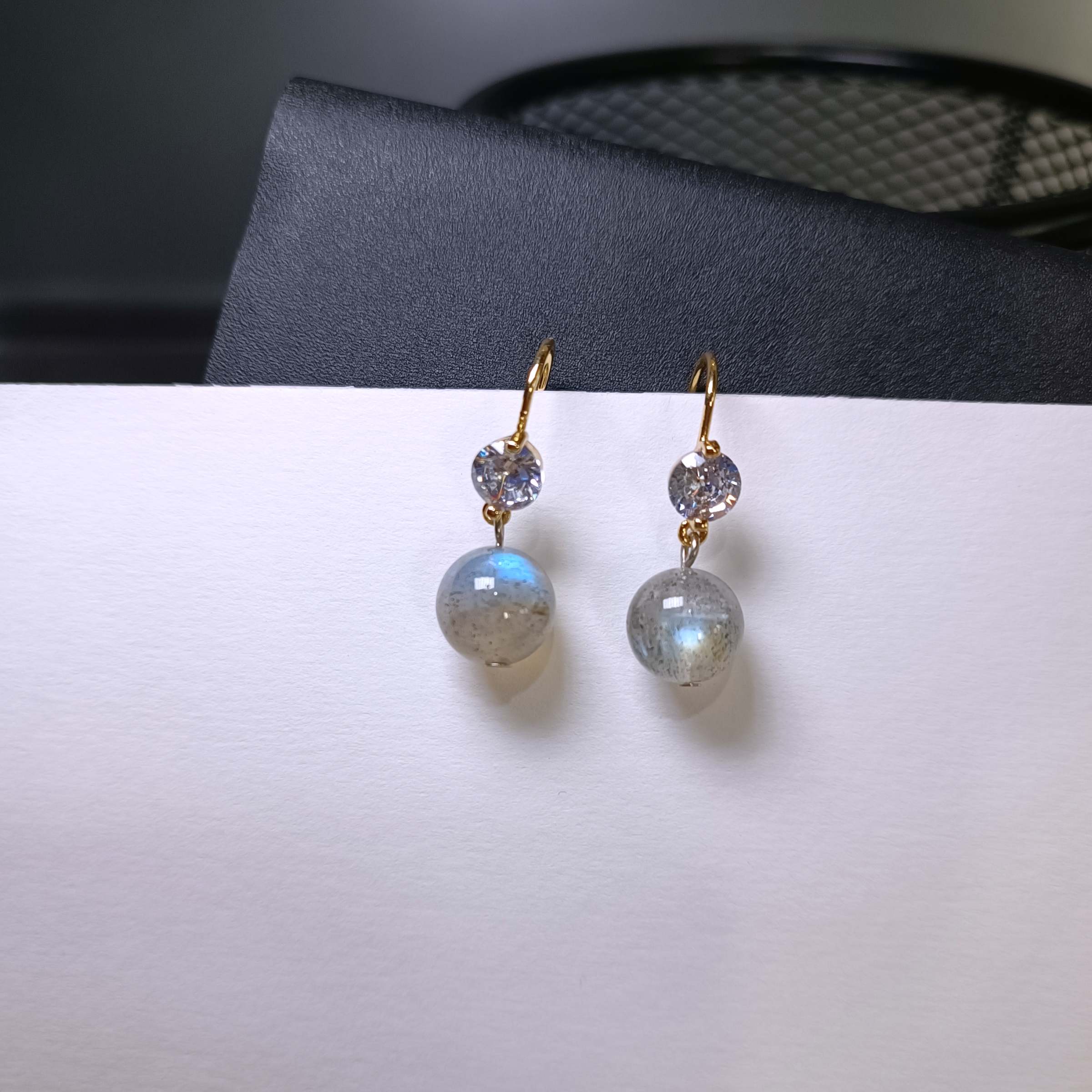 ต่างหู "14K" หินแท้ลาบาโดไลท์ Labradorite Earrings (Magical & Mystery)