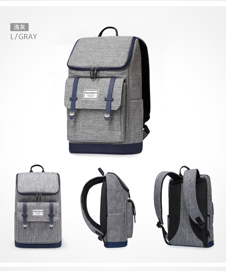 AspenSport Backpack Laptop กระเป๋าสะพายหลัง กระเป๋าโน๊ตบุ๊ค 14-16 นิ้ว กระเป๋าเดินทาง รุ่น AS-B79 ขนาด สีเทา