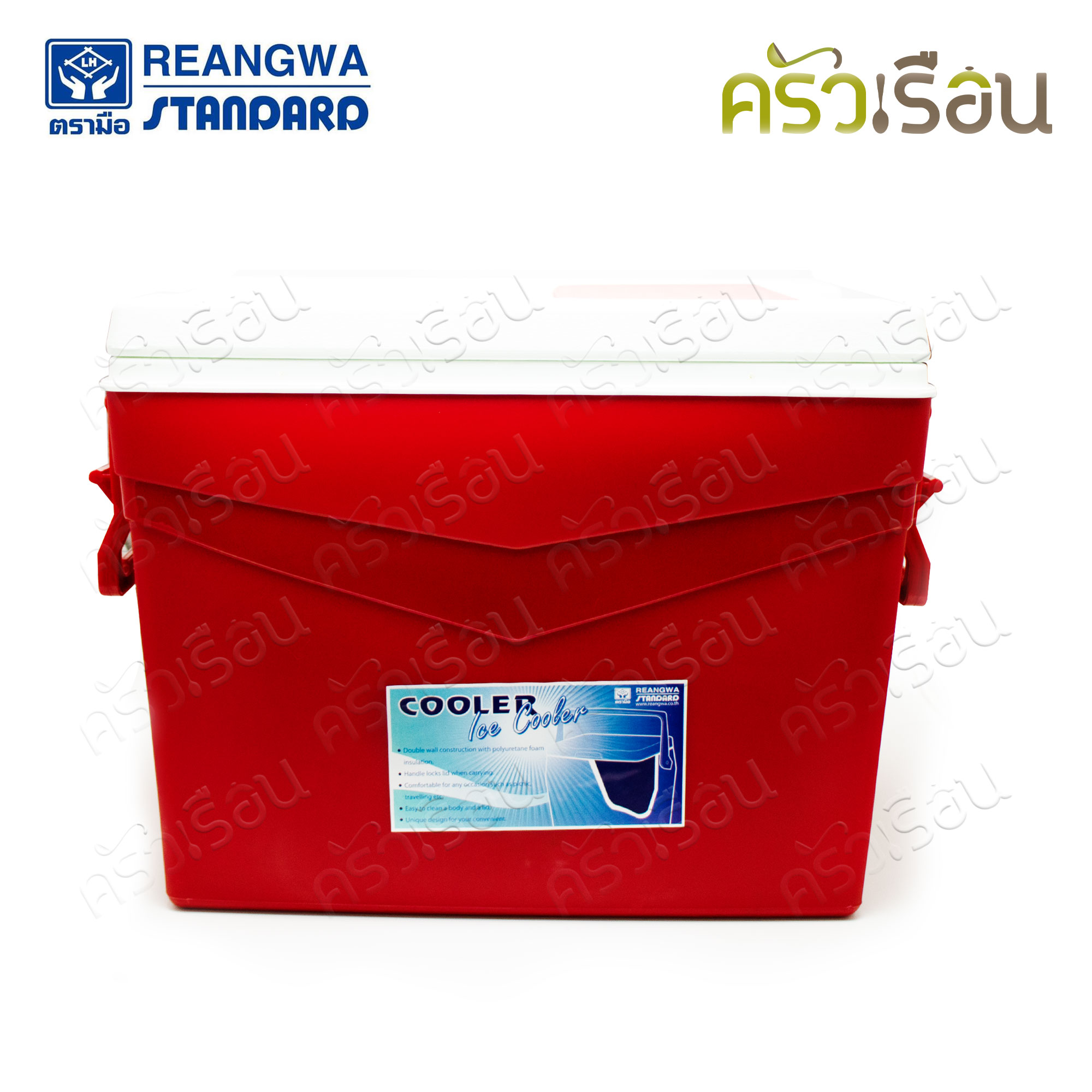 Reangwa Standard กระติก เหลี่ยม สีแดง 32 ลิตร 32.5 x 51.5 x 36.5 ซม. RW3004 ถังแช่ กระติกน้ำแข็ง Hot and Cold Insulated Cooler Snow Bank