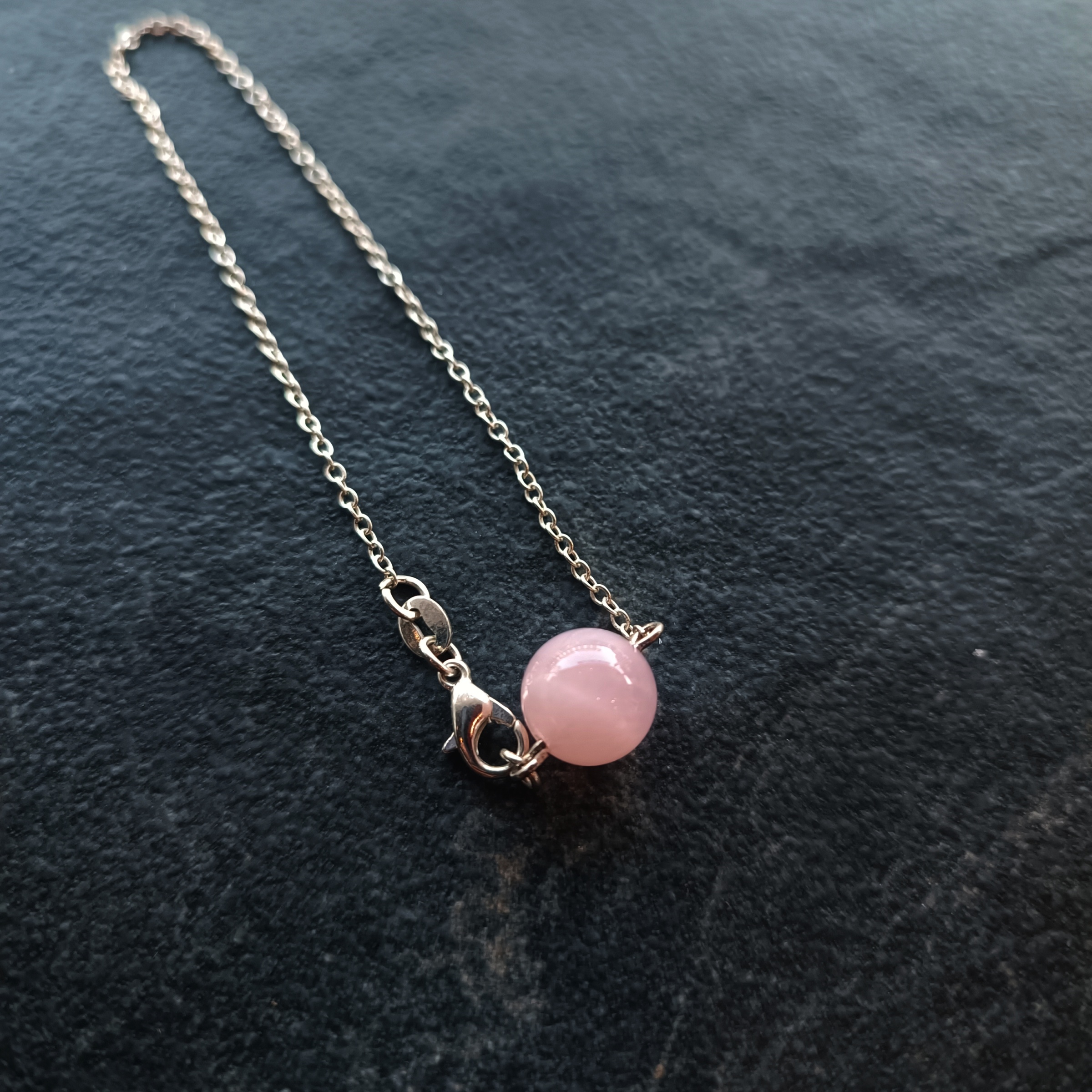 สร้อยข้อมือเงินแท้ 925 "Lak Lak " ประดับหินแท้ Rose Quartz Bracelet (เมตตามหานิยม)
