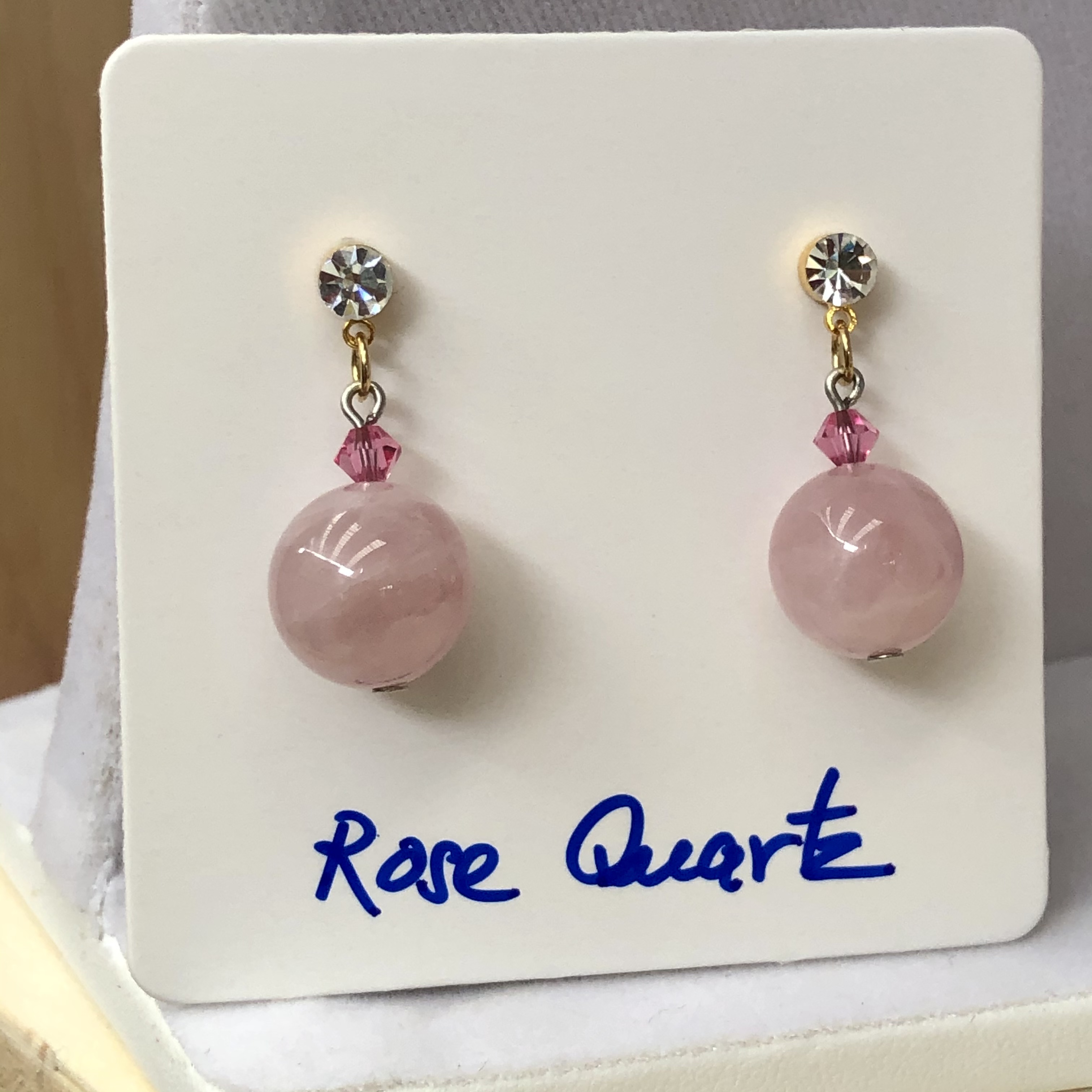 ต่างหูหินแท้ Rose Quartz Earring (For Love and Relationship)