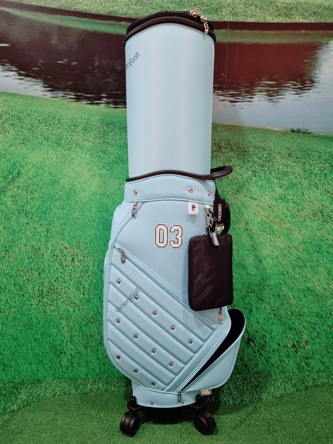 (Genuine) Golf Bag Travel BOYEA Multifunction 03 (New version) 4 wheels สีฟ้าอ่อน *Free Cover Protector