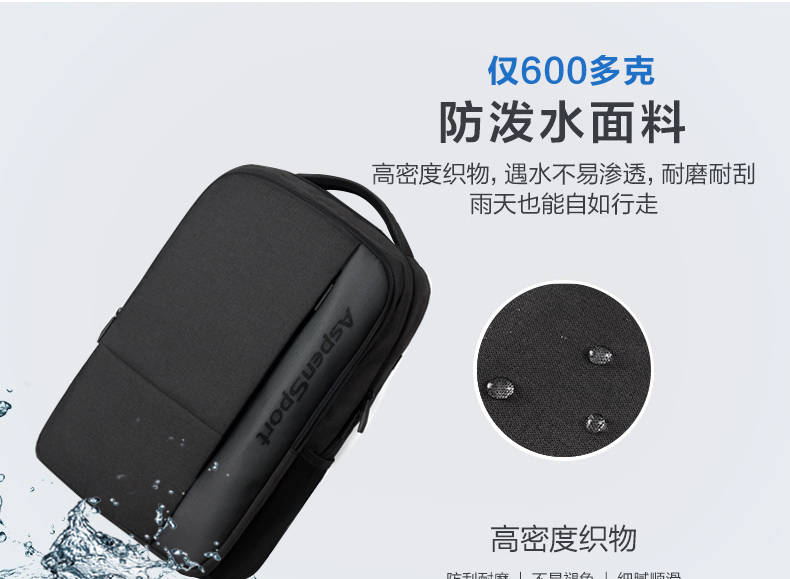 AspenSport Backpack Laptop กระเป๋าสะพายหลัง กระเป๋าโน๊ตบุ๊ค 14-16 นิ้ว กระเป๋าเดินทาง รุ่น AS-B96 ขนาด สีดำ