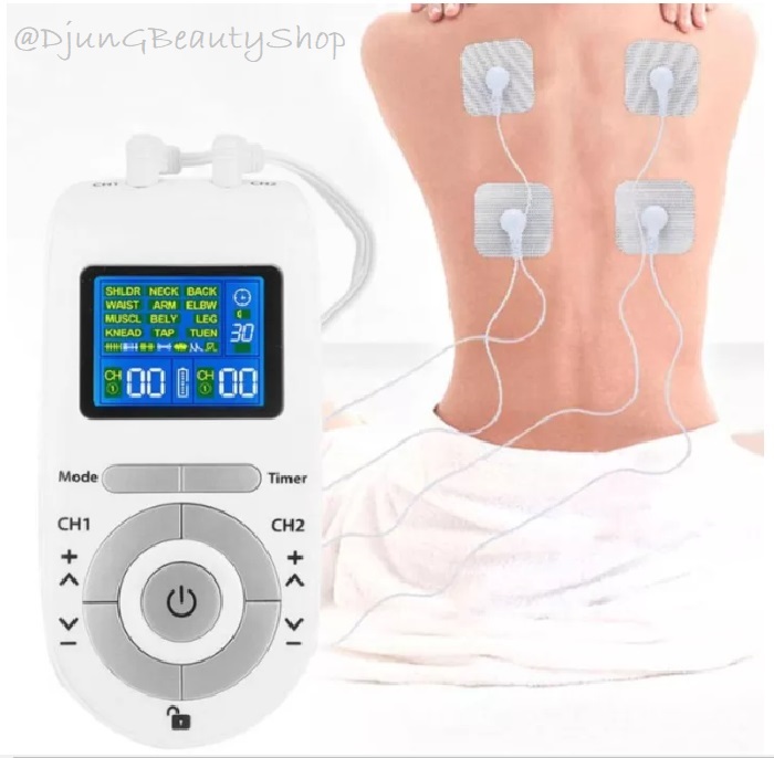 เครื่องนวดดิจิตอลผ่อนคลายกล้ามเนื้อแบบพกพา (TENS & EMS DEVICE) ลดความเมื่อยล้า กระตุ้นกล้ามเนื้อส่วนต่างๆของร่างกาย EMS Technology Electronic Physiotherapy Digital Meridian Pulse Electrotherapy Massager TENS for Multi-Function Mini Massage Instrument