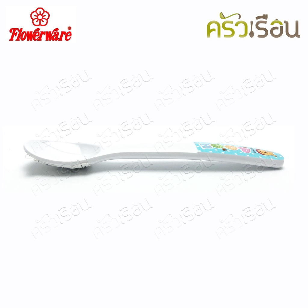 Flowerware ลาย Pooh Blue Spot white หมีพูห์ พูห์ บลู สปอต ไวท์ [ ราคาต่อชิ้น ] ช้อน หรือ ช้อนส้อม เมลามีน
