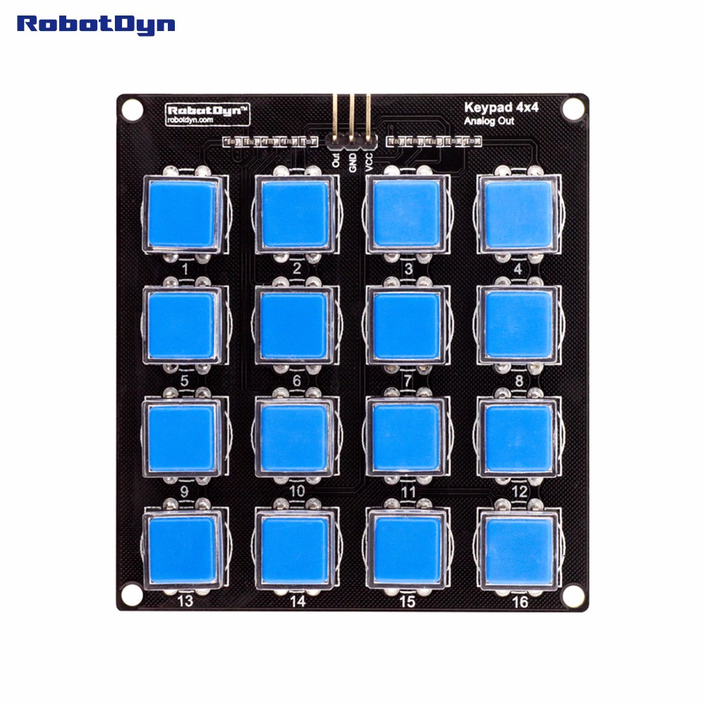 Button Keypad module 4x4. One analog out. Simple connection to Compatible for Arduino, Raspberry, STM.