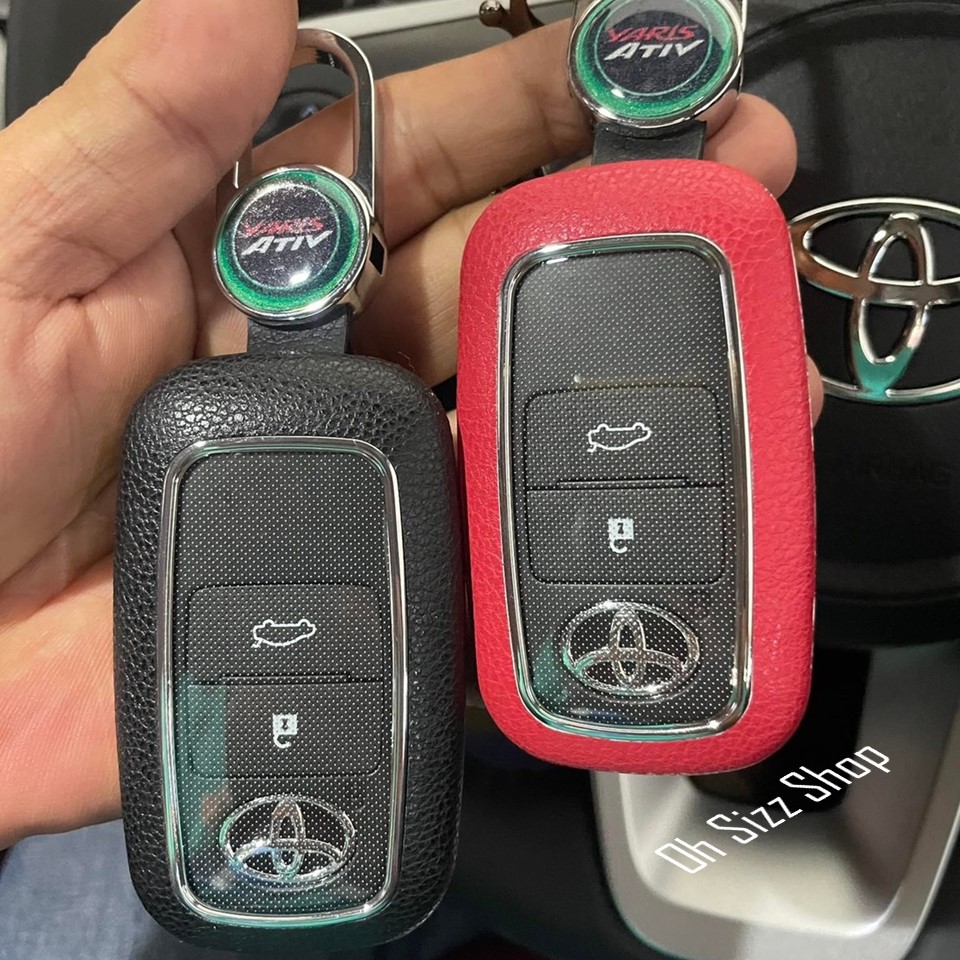 เคสรีโมทรถ Toyota Yaris ATIV 2023 Veloz 2022 หุ้มหนัง สามารถดึงกุญแจในรีโมทได้ ด้านหน้าปุ่มกดปกป้องกันรอยด้วยวัสดุใส TPU เคสพลาสติกแข็ง ABS หุ้มหนัง