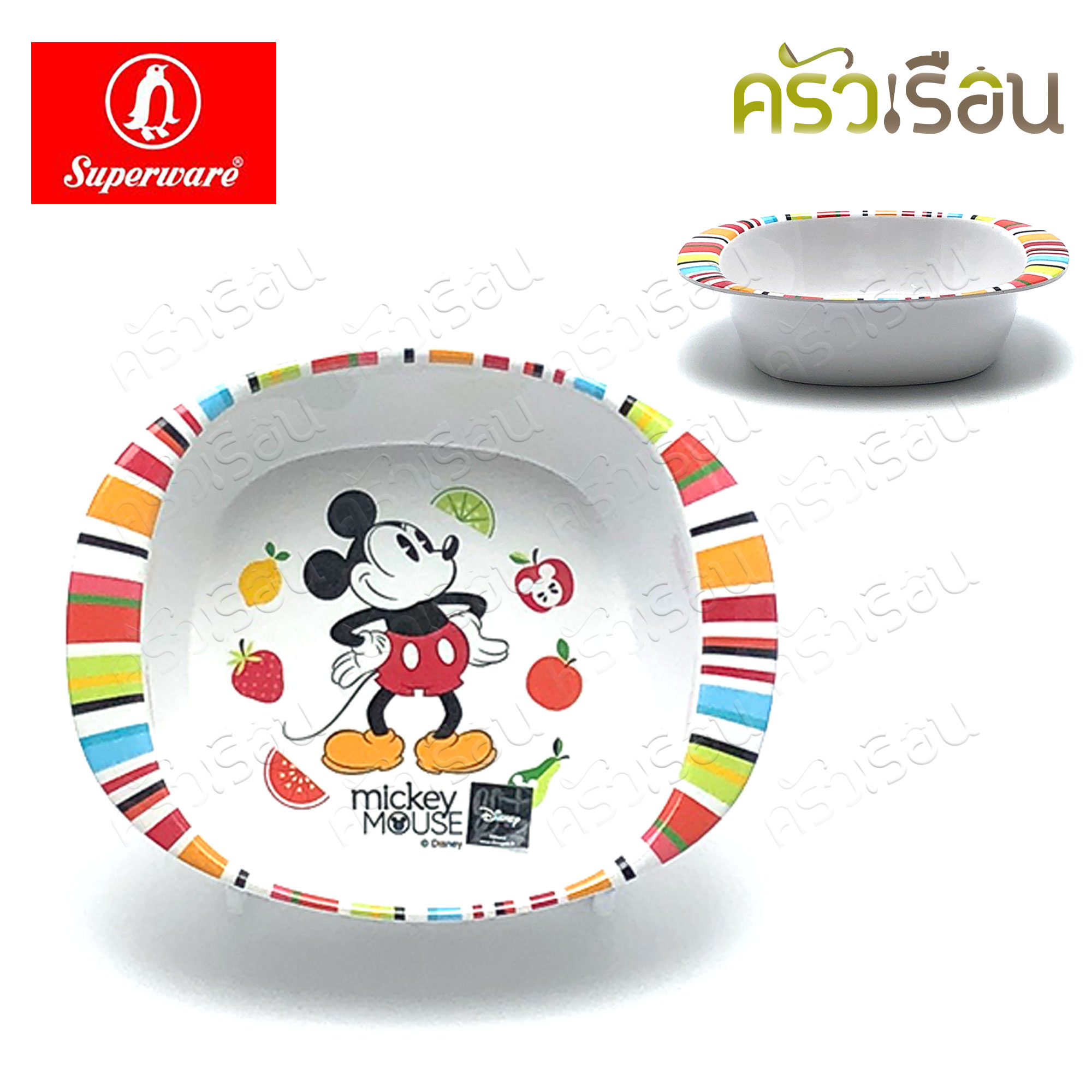 Superware ลาย Mickey Summer Fun มิกกี้ ซัมเมอร์ฟัน [ ราคาต่อชิ้น ] จาน หรือ ชาม หรือ ช้อนส้อม หรือ แก้วน้ำ เมลามีน