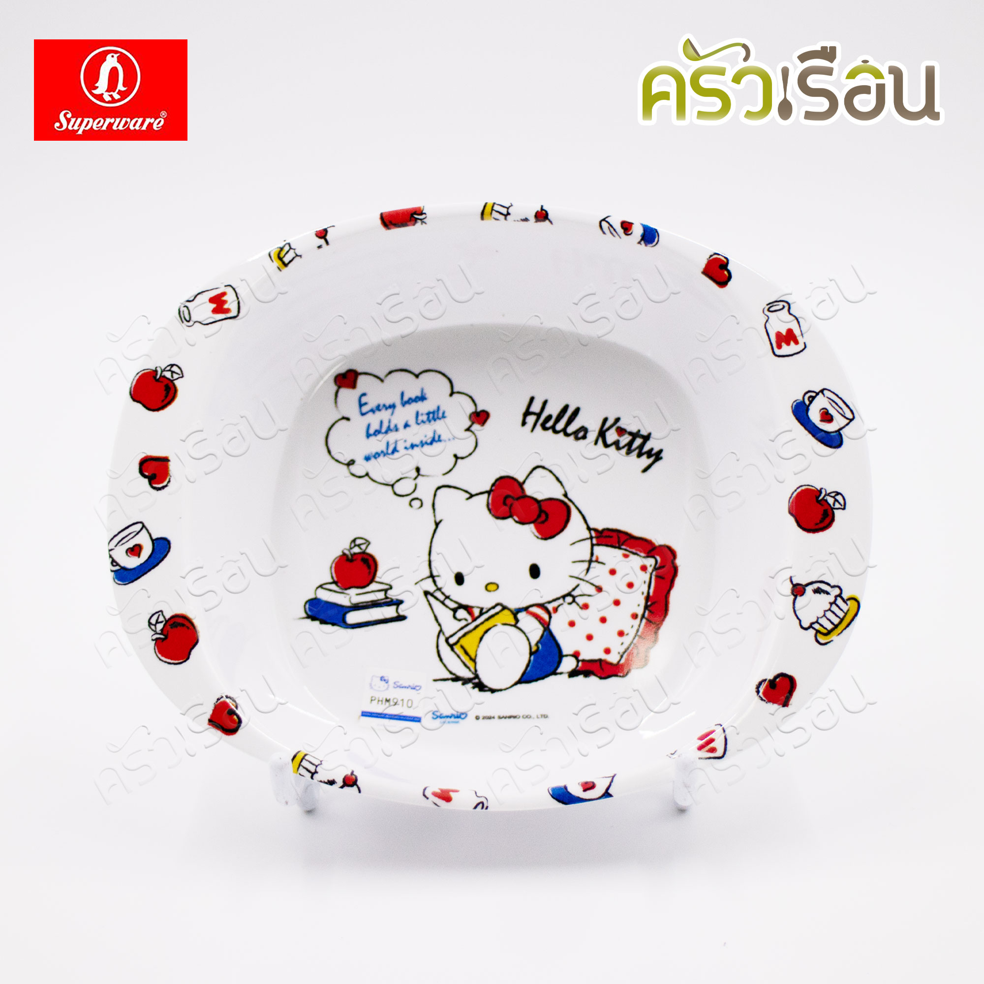 Superware ลาย คิตตี้ ฟรีบ็อกซ์ [ ราคาต่อชิ้น ] จาน หรือ ชาม หรือ ช้อนส้อม หรือ แก้วน้ำ เมลามีน Kitty Free Box