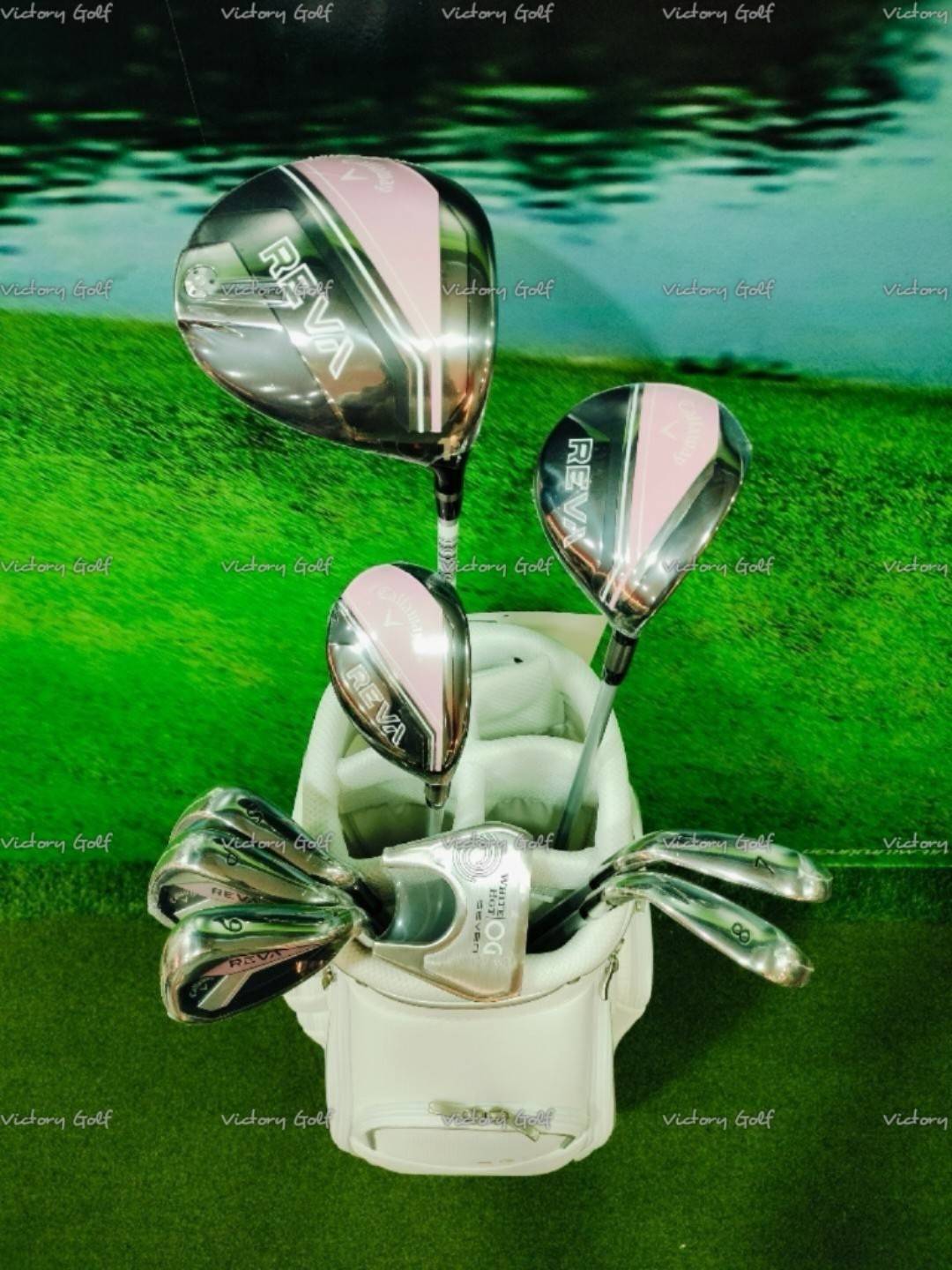 Full Set CALLAWAY Reva 2025 White (1W, 4W, 5Ut, 7-Pw,Sw,Pt) + Golf Bag ( 9 pcs.)