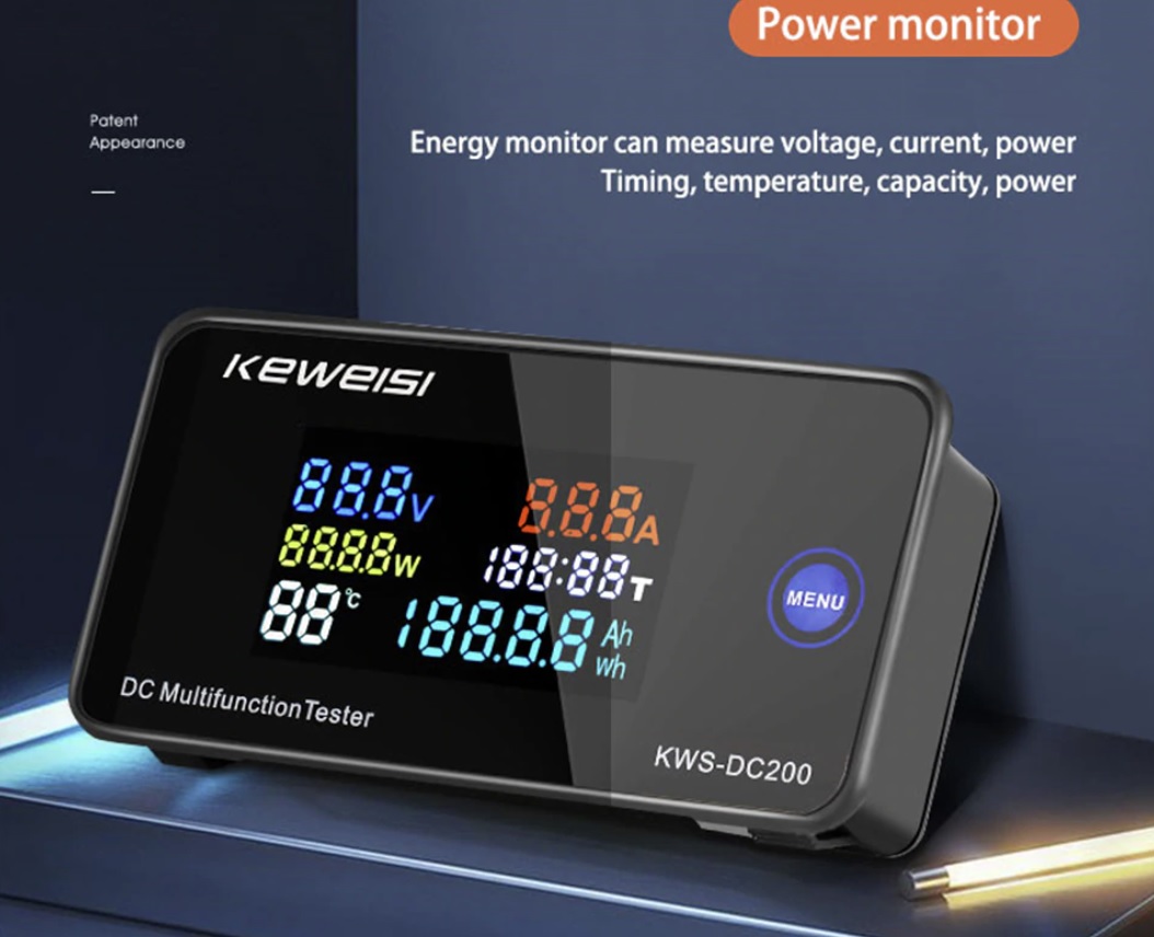 DC 0-200V เครื่องวัดโวลต์มิเตอร์แอมป์มิเตอร์ KWS พลังงาน LED Digital DC Wattmeter ไฟฟ้าที่มีฟังก์ชั่นรีเซ็ต0-10A