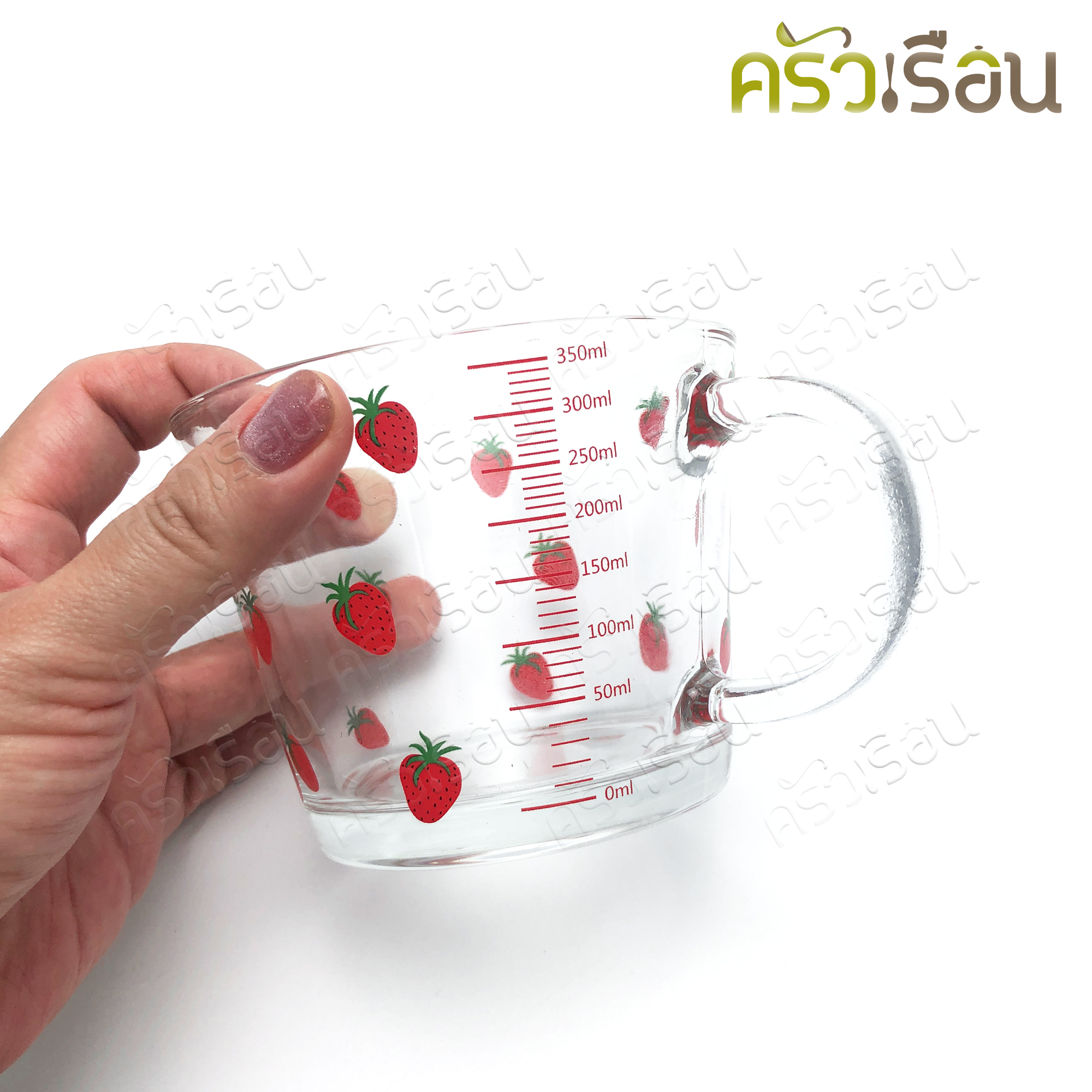 FOFO แก้วตวง ใส พิมพ์ลายสตอเบอรี่ 350 ml. 10.3 x 13.8 x 8.1 ซม. GB1350-6