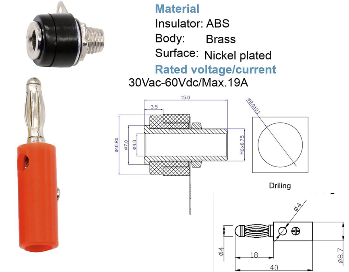 Terminal Blocks JS-910B 4mm Amplifier Terminal Connector Binding Post Banana Plug Jack Mount