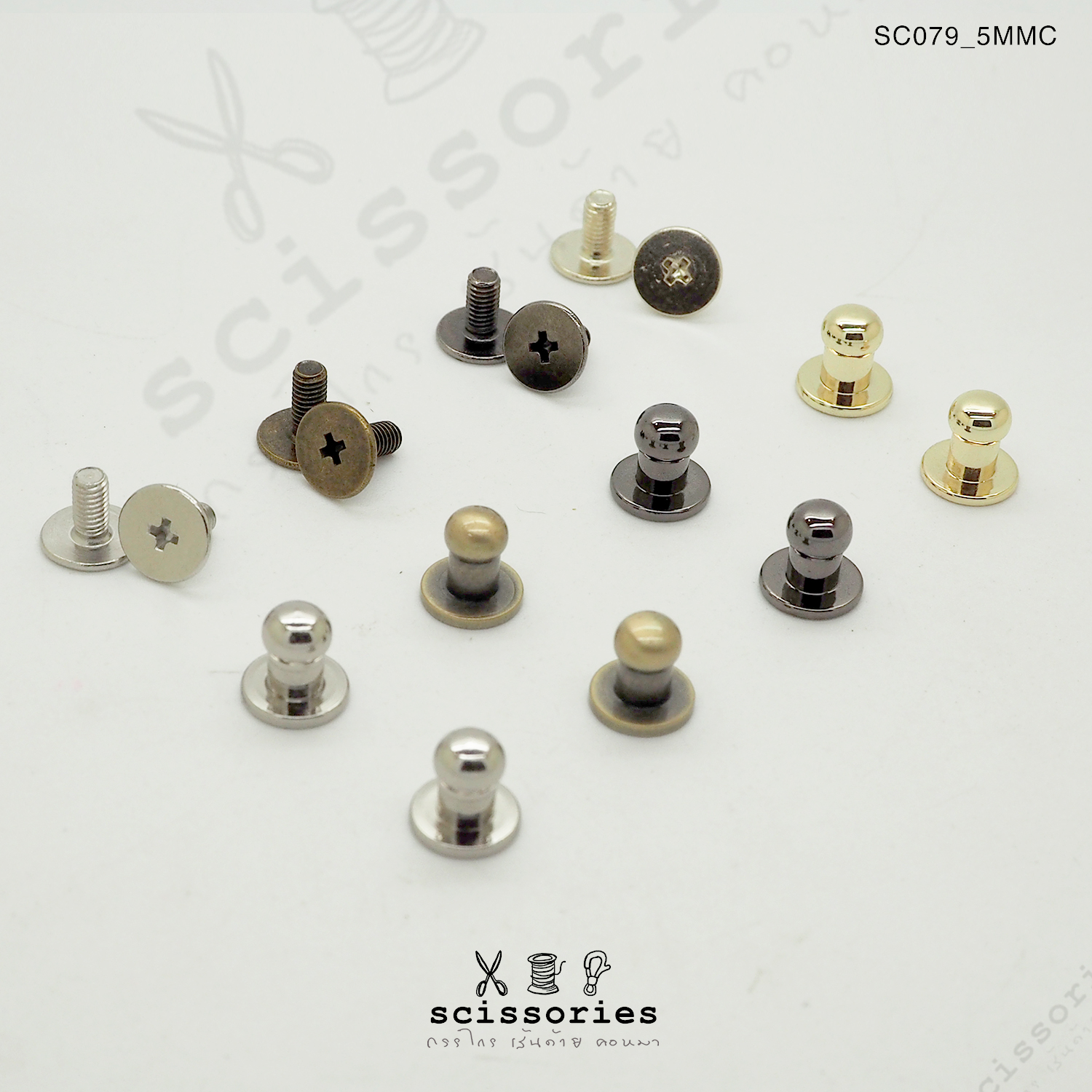 ตุ่มเก๊ะน็อตเกลียว 5mm สีทอง/2ตัว