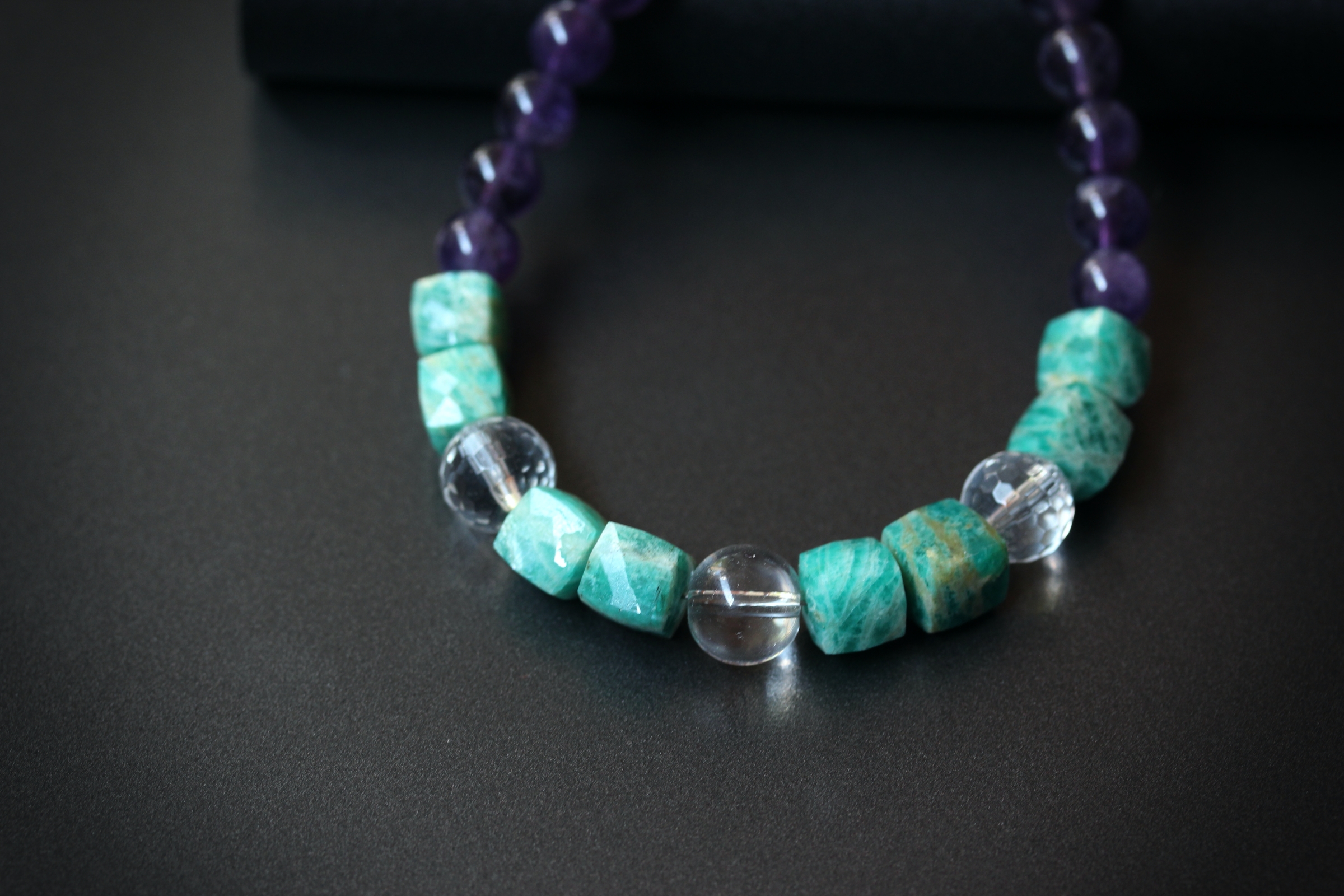 สร้อยข้อมือAmazonite+ Amethyst (Clean Aura +ดึงดูดโชคลาภ)