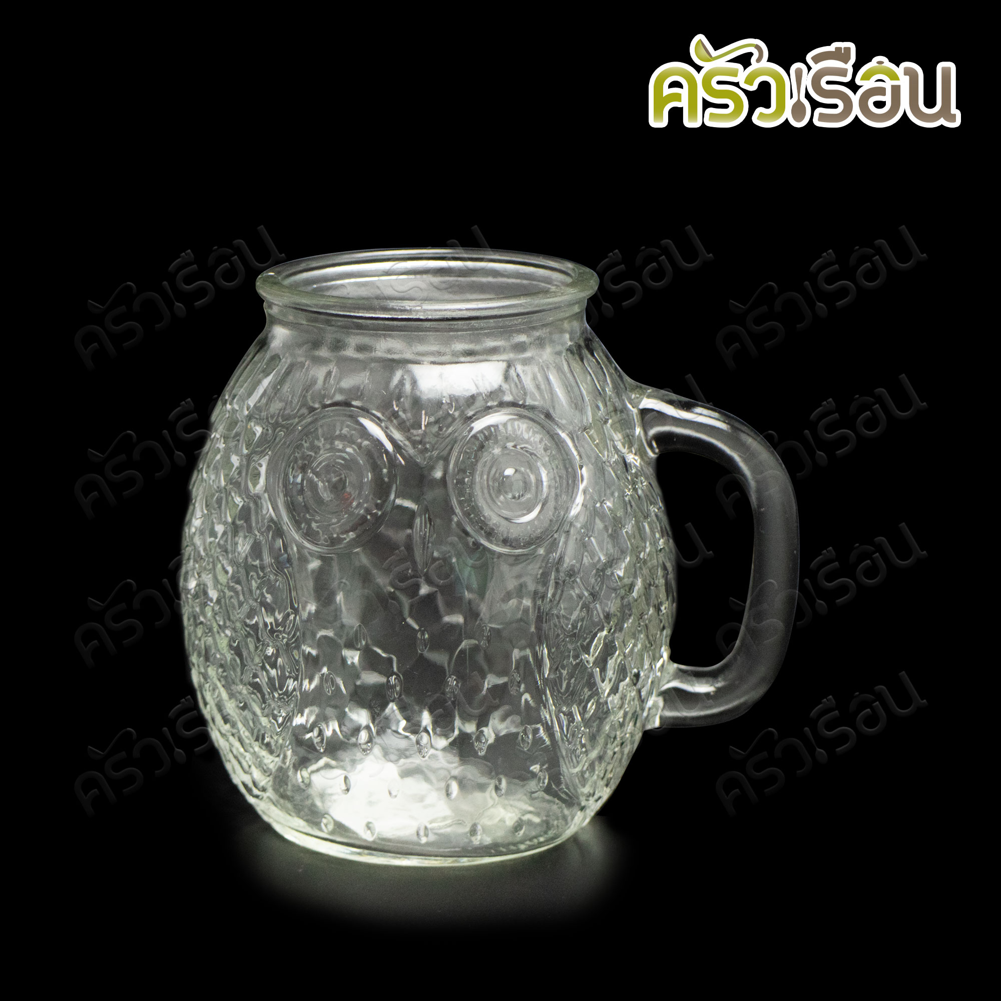 FOFO แก้วน้ำ มีหู ลายนกฮูก ขนาด 500 ml. (16 oz.) 6.5 X 11.5 ซม. GG3500