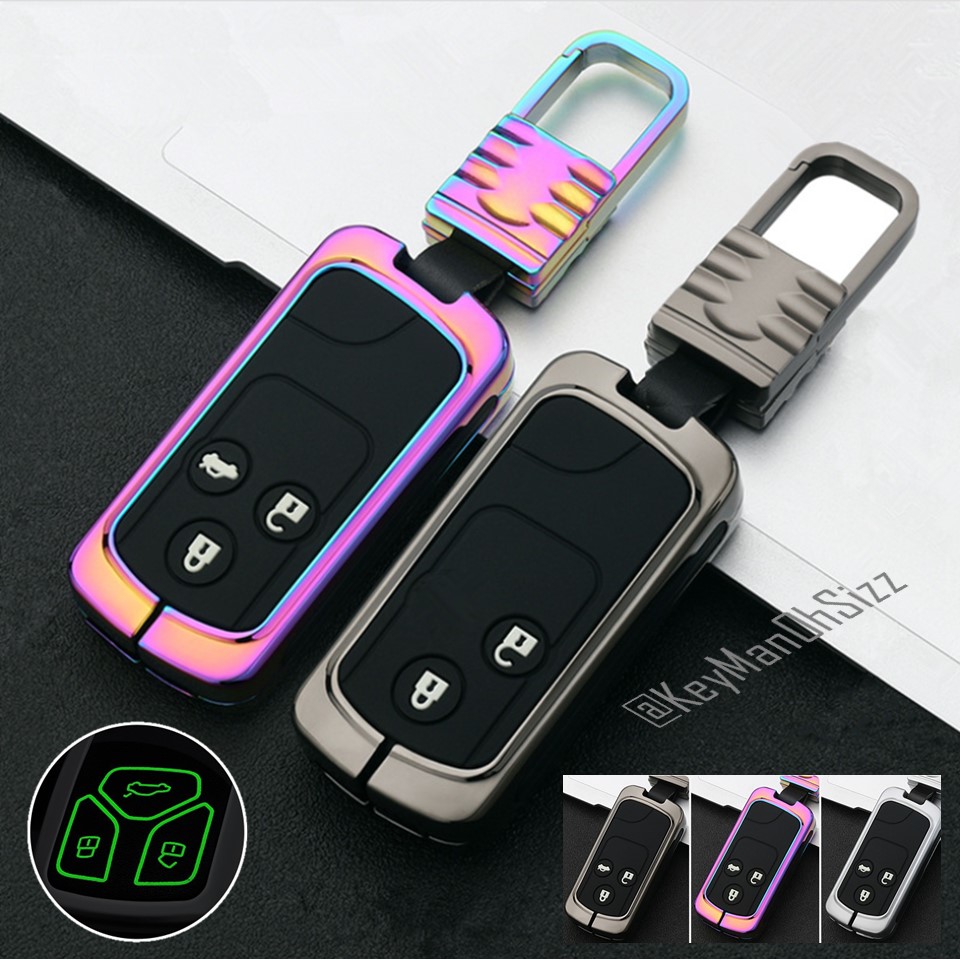 กรอบเคสโลหะกุญแจรถ Honda Civic FB Hard Case 360 องศา ปุ่มเรืองแสง (Alloy Silicone Key Cover with Luminescence Silicone Push button Guard) Honda Key Sets Model Accord G8 , Civic FB, Jazz, City 2012-2014 Smart Key