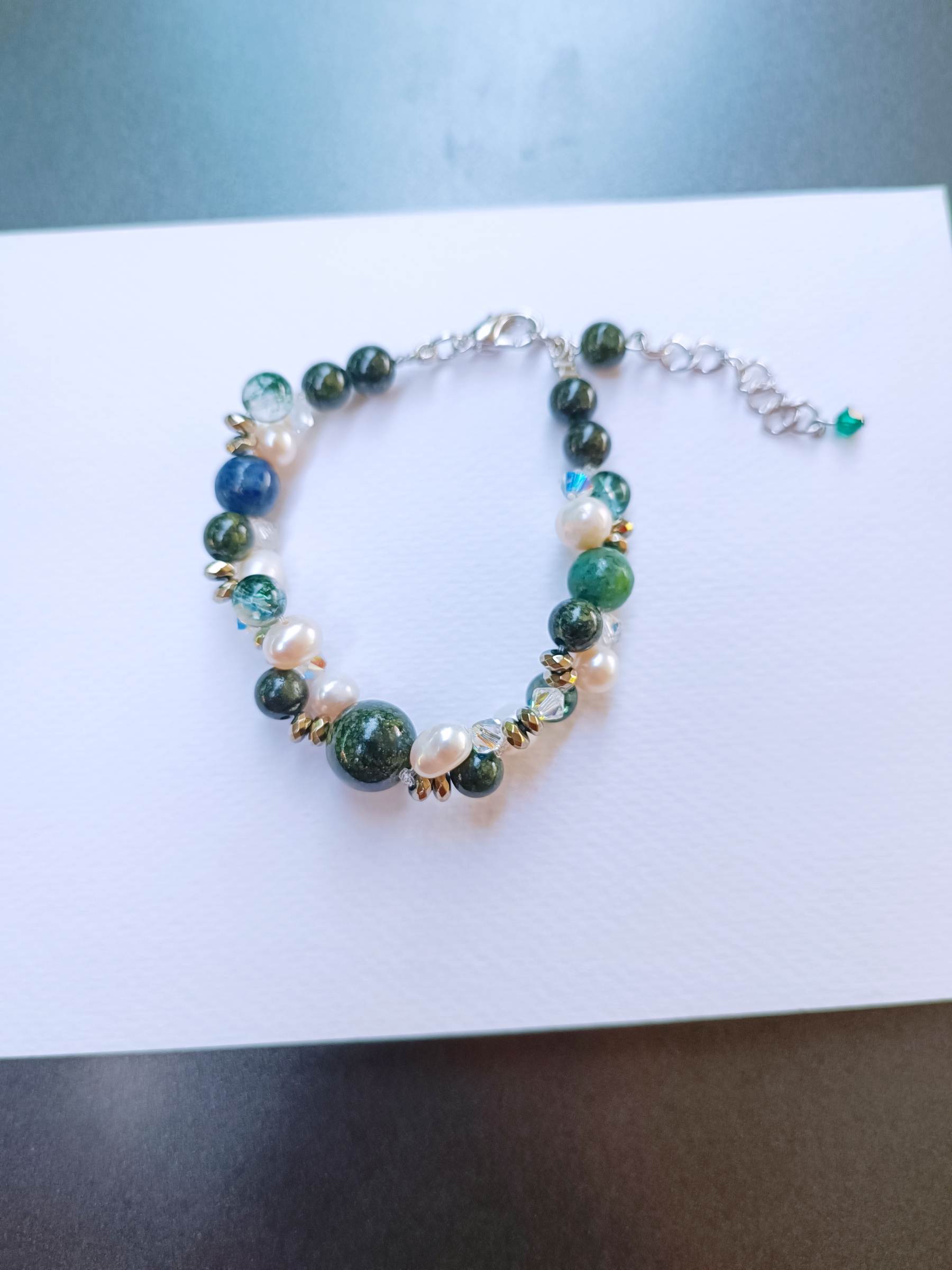สร้อยข้อมือหินแท้ "Bobbie" Protection Bracelet (Serpentine+Pyrite)