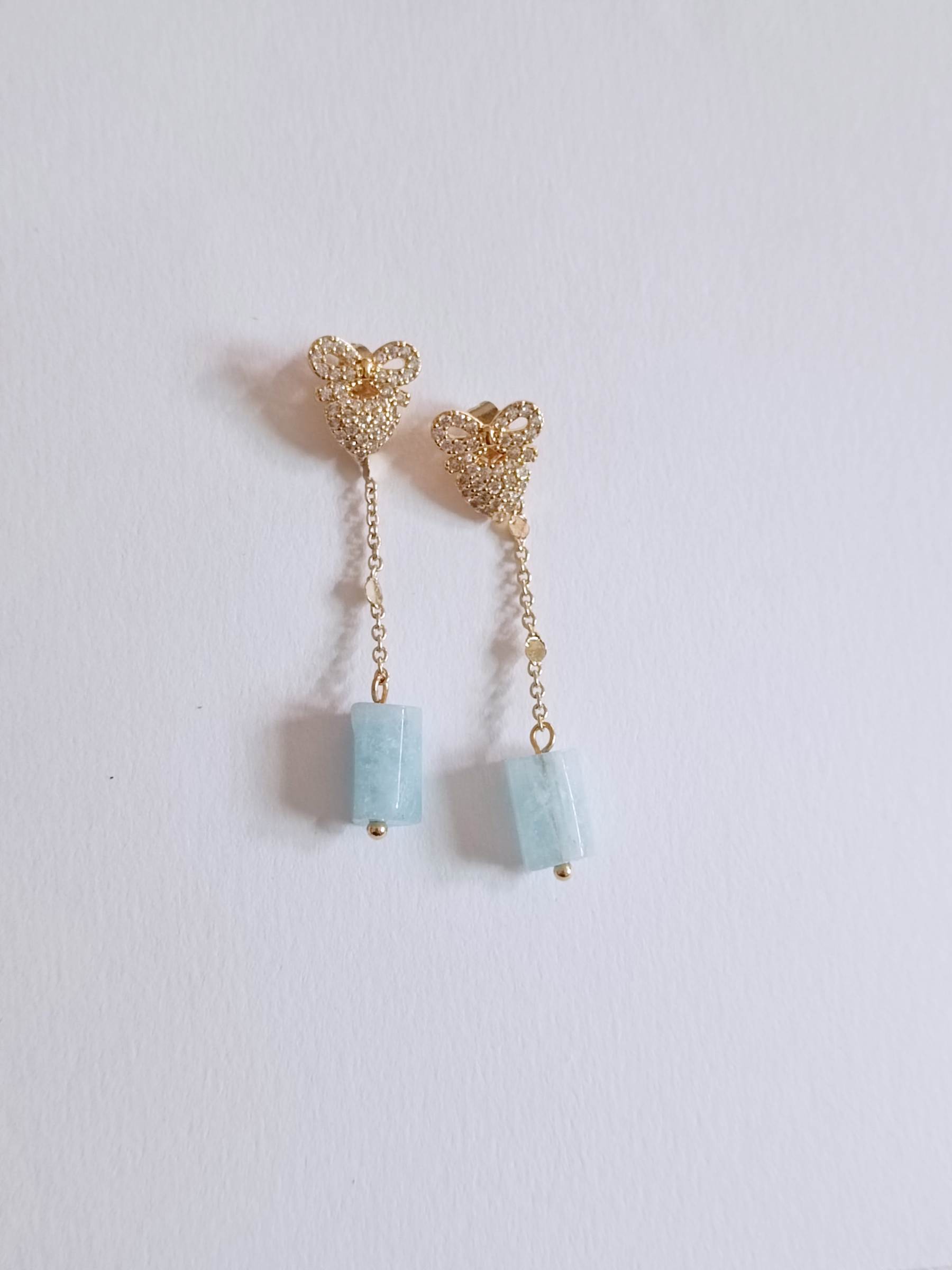 ต่างหูหินแท้ "18K" Aquamarine Earring (เสริมพลังในการพูด เจรจาสำเร็จทุกประการ)