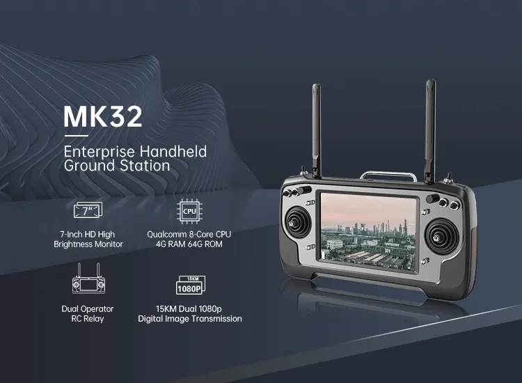 SIYI MK32 Ground Station Smart Controller with 7 Inch HD LCD Touchscreen Full HD Digital Image 4G RAM 64G ROM 15KM Range