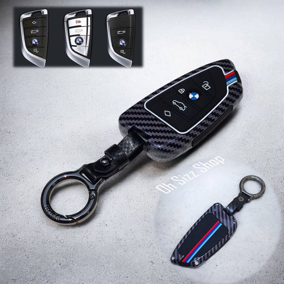 เคสรีโมทรถ BMW ทรงใบไม้ ลายเคฟล่าโลหะอัลลอย (Alloy Luminescence 3D Silicone Push button Guard) Key Sets BMW Key Sets G30 530e m sport,330e m sport,2018-New 5 Series 525, 530Li, X3, X, X5, X6