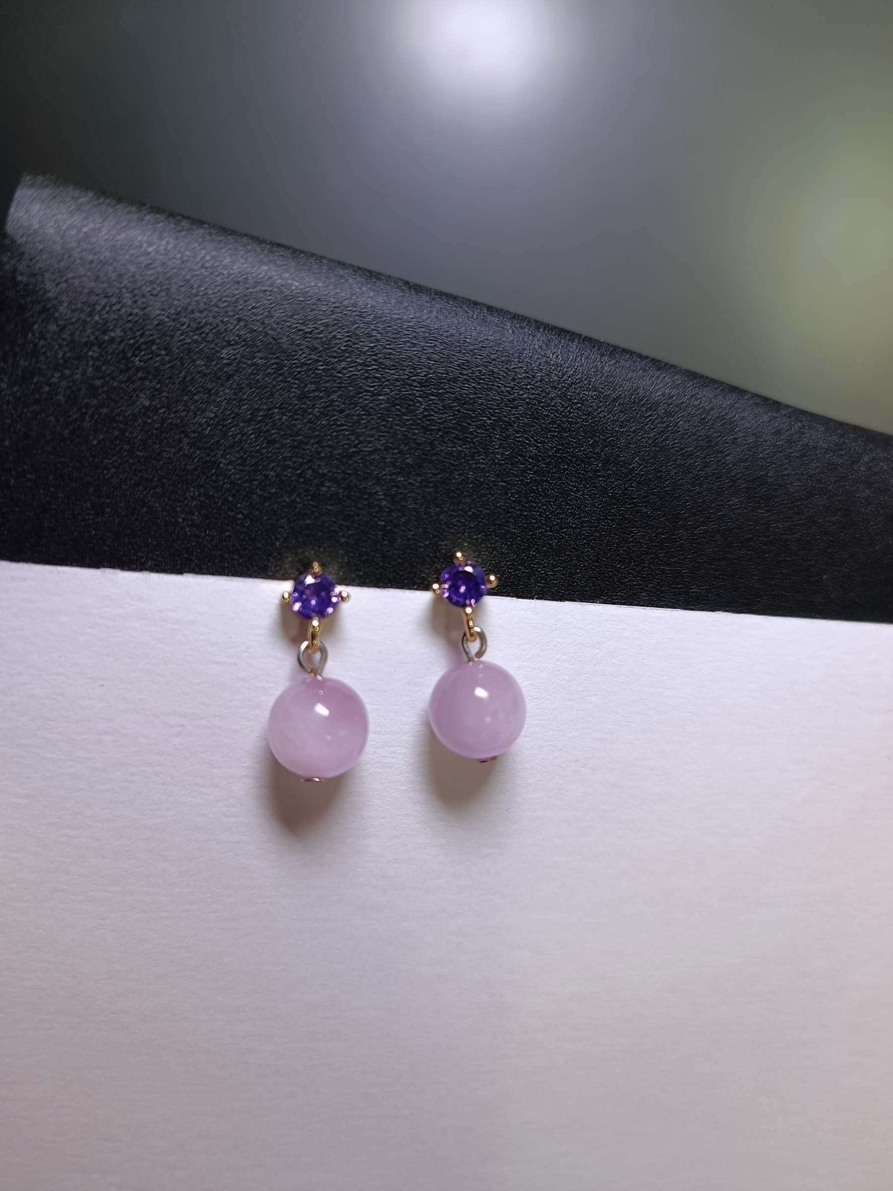 ต่างหูหินแท้ "14K" Kunzite Earrings (Charming & Divine Love)