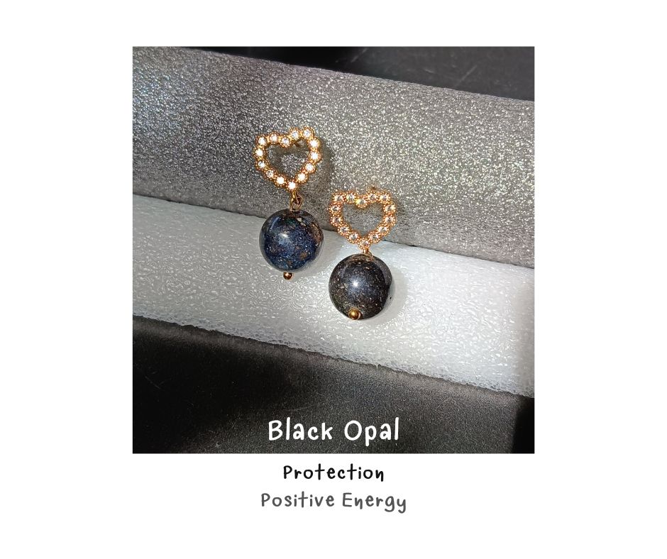 ต่างหู "14K" Australian Black Opal Earring (เปิดออกทุกโอกาสใหม่ พร้อมดึงดูดความสำเร็จ)