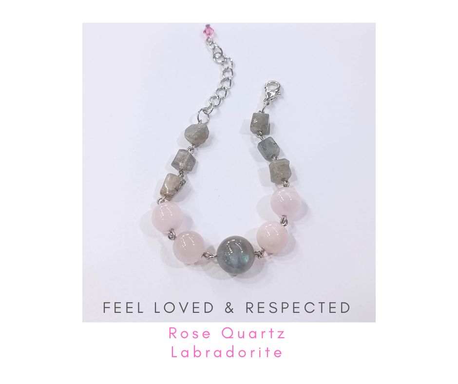 สร้อยข้อมือหินแท้ "Connected" Manifest Changes Bracelet (Labradorite + Rose Quartz)