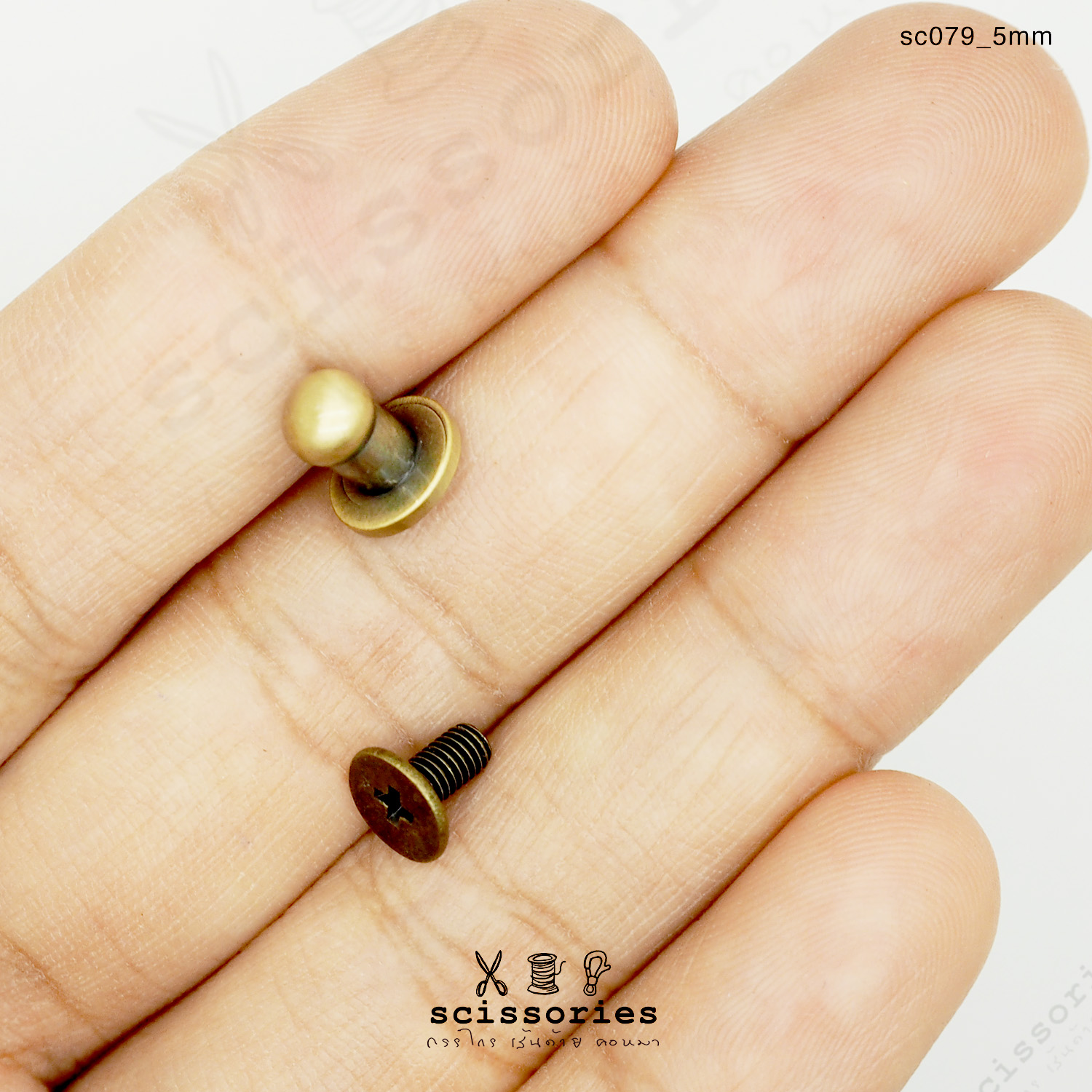 ตุ่มเก๊ะน็อตเกลียว 5mm สีเหลืองขัด/2ตัว