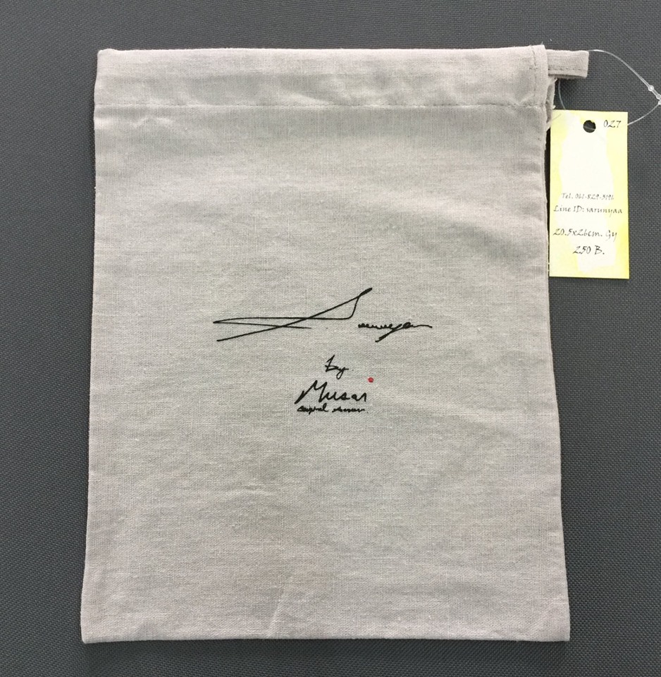 ถุงผ้า ลินินธรรมชาติสีเทาลาย simple 1