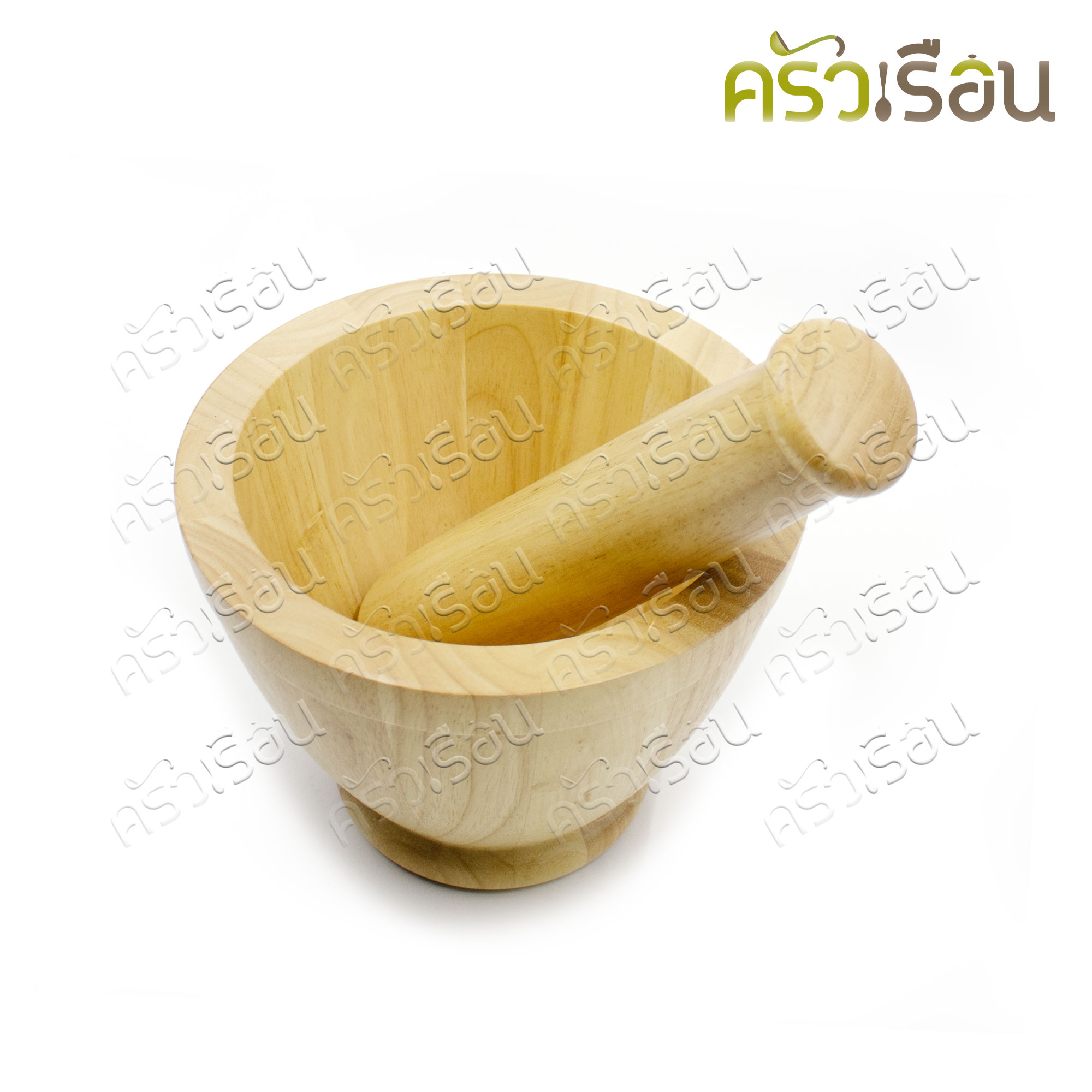 CMG Wooden mortar and pestle, Ø 8 inches H 15.5 cm. (rubber wood)