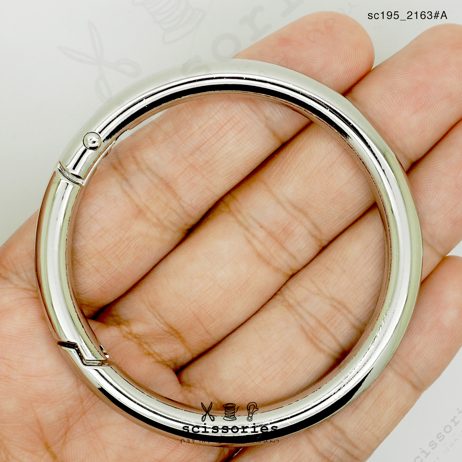 ห่วงกลม ขนาด 2 นิ้ว ง้างได้ สีเงิน/2ตัว