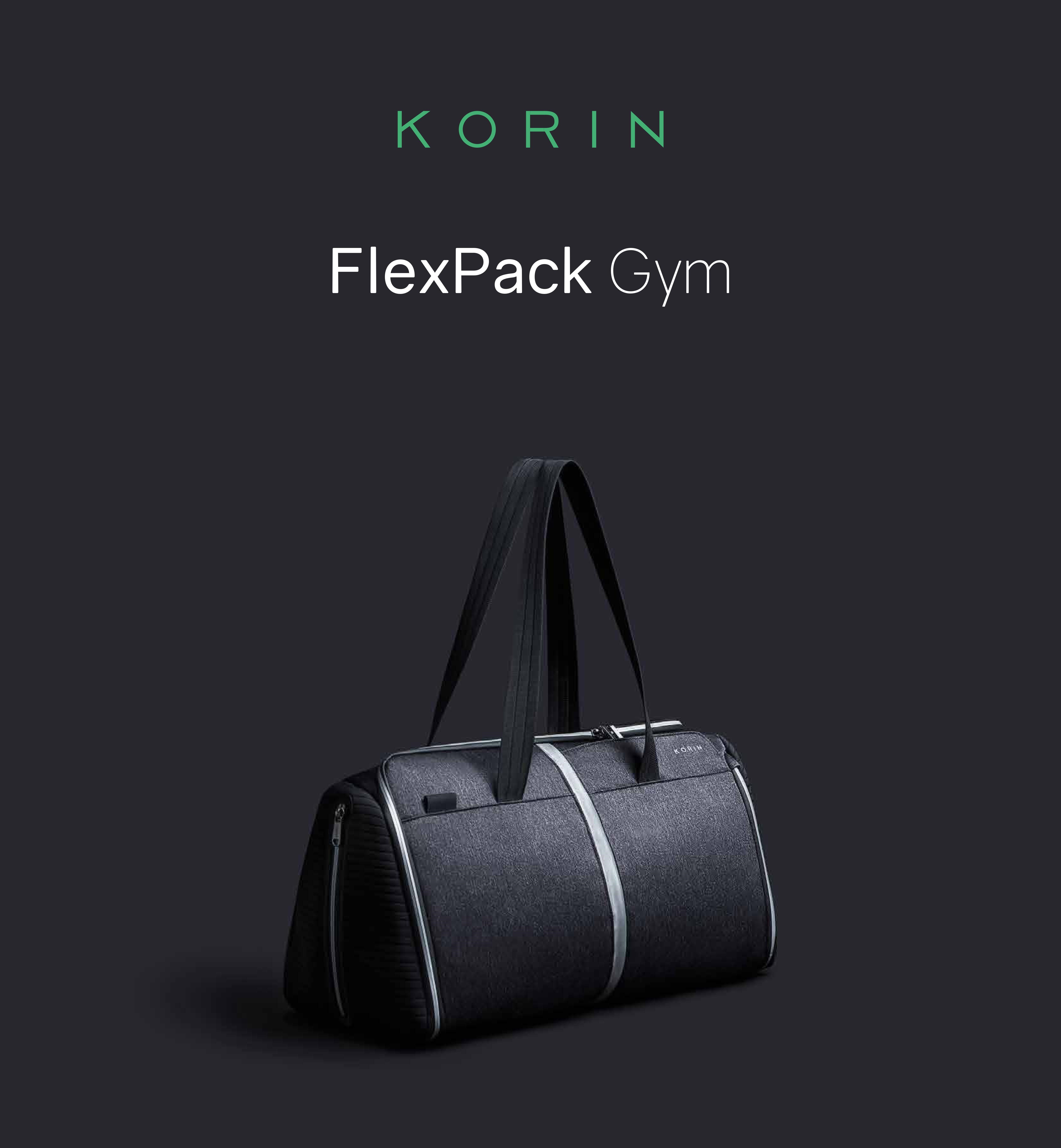 Flexpack Gym จากแบรนด์ Korin Design กระเป๋ากันขโมยทรง Duffel ออกแบบมาเข้ากับสรีระ