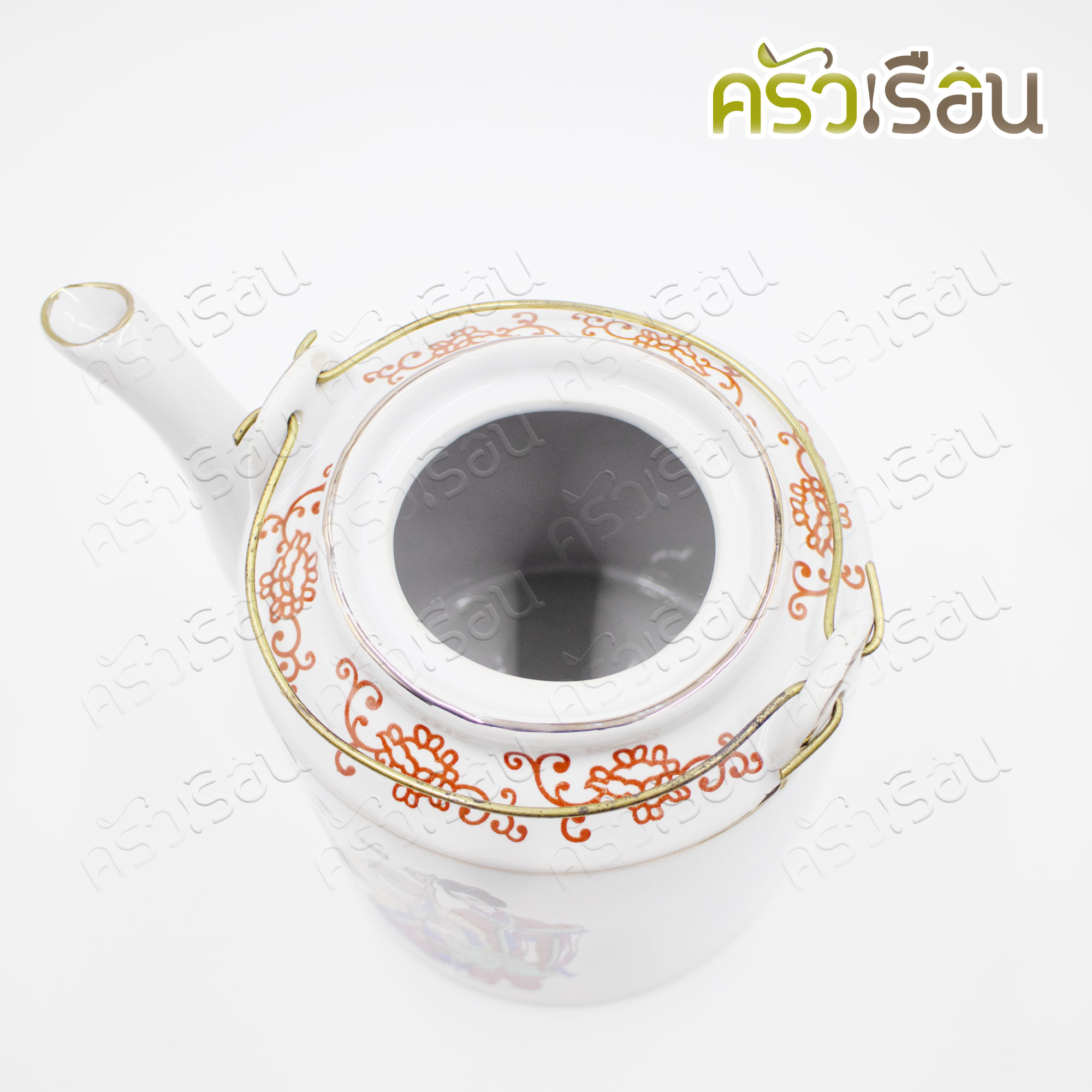 Teapot, porcelain, handle with flower pattern [assorted patterns], white #60, height 12 cm. Teapot, porcelain, handle with white handle.