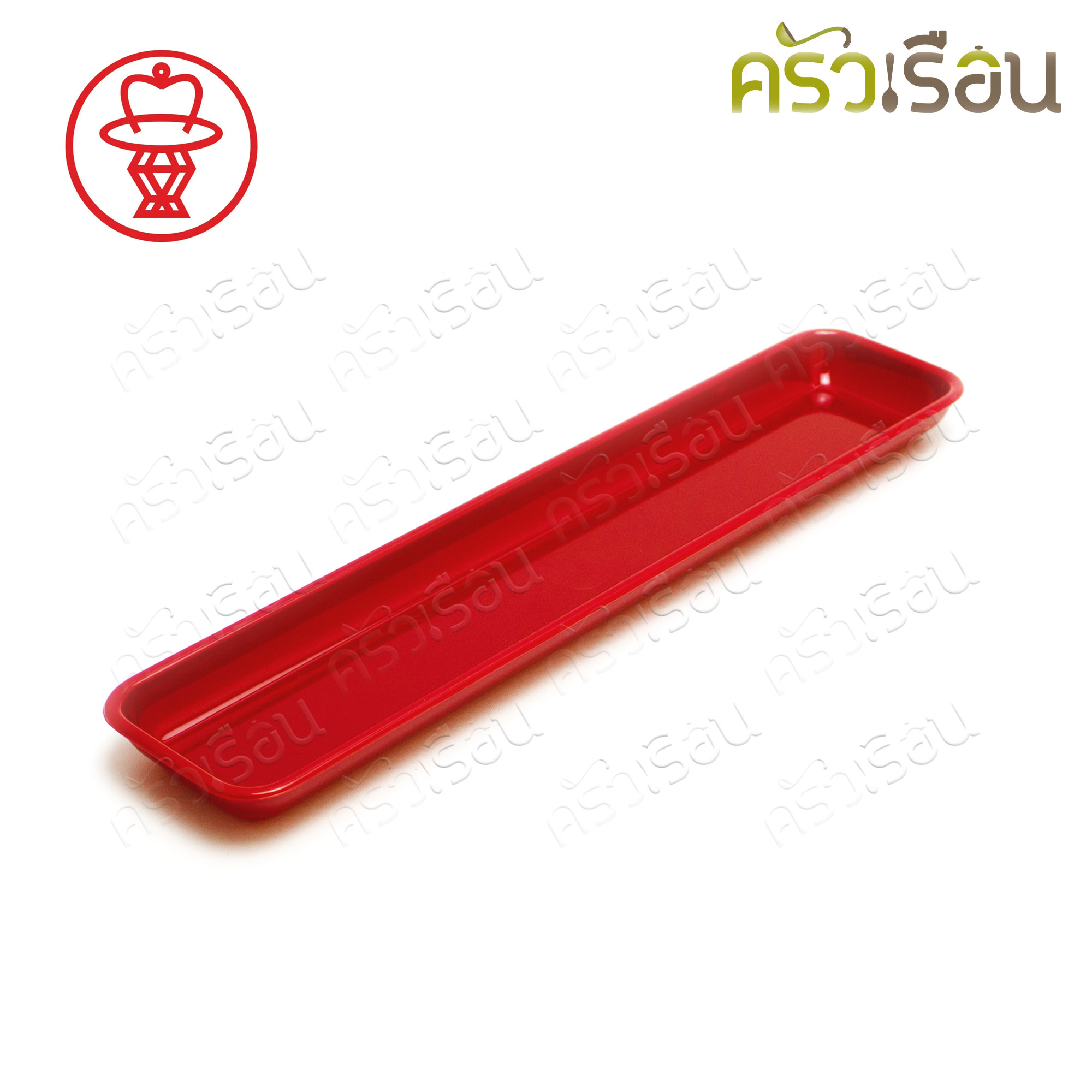 Nam Ngai Hong ถ้วยชาพร้อมถาด แนวยาว 5.5 x 25.5 x 3 ซม. แดงไม่พิมพ์ลาย ตรากระเช้า 480/11