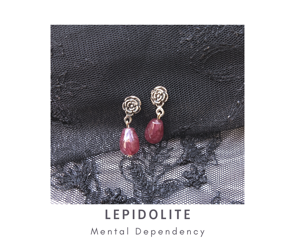 925 Sterling Silver " The Roses " Lepidolite Earring ต่างหูเงินแท้เลปิโดไลต์ (Emotional Healer)