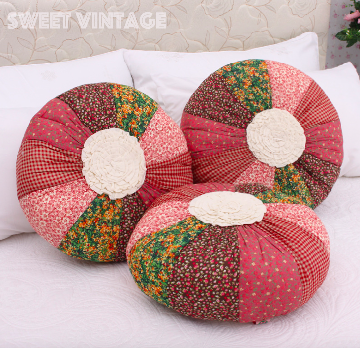 หมอนอิงวินเทจทรงฟักทอง ผ้าคอทตอนแท้จ้า