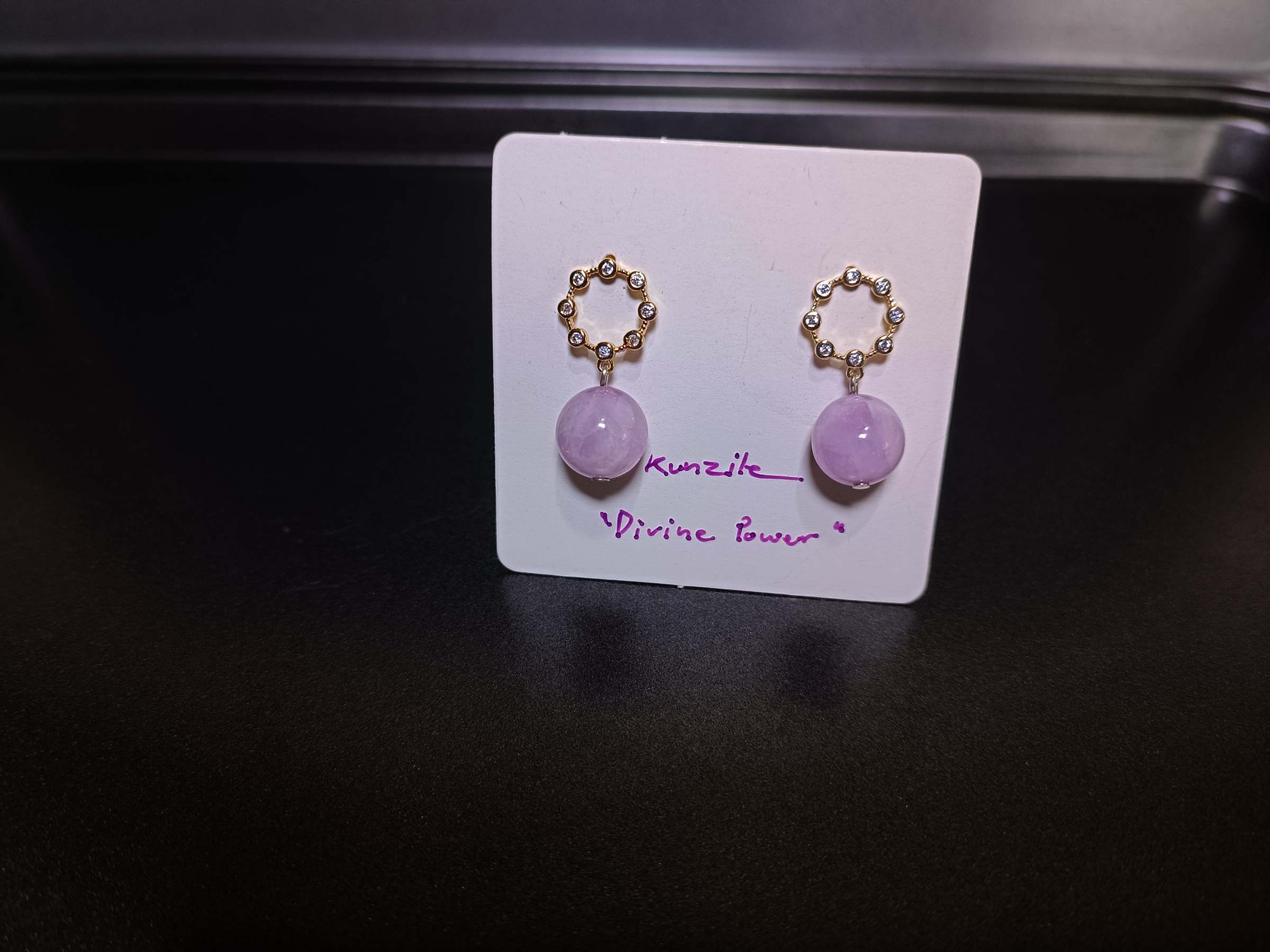 ต่างหูหินแท้ "14K" Kunzite Earrings (Love and Relationship)