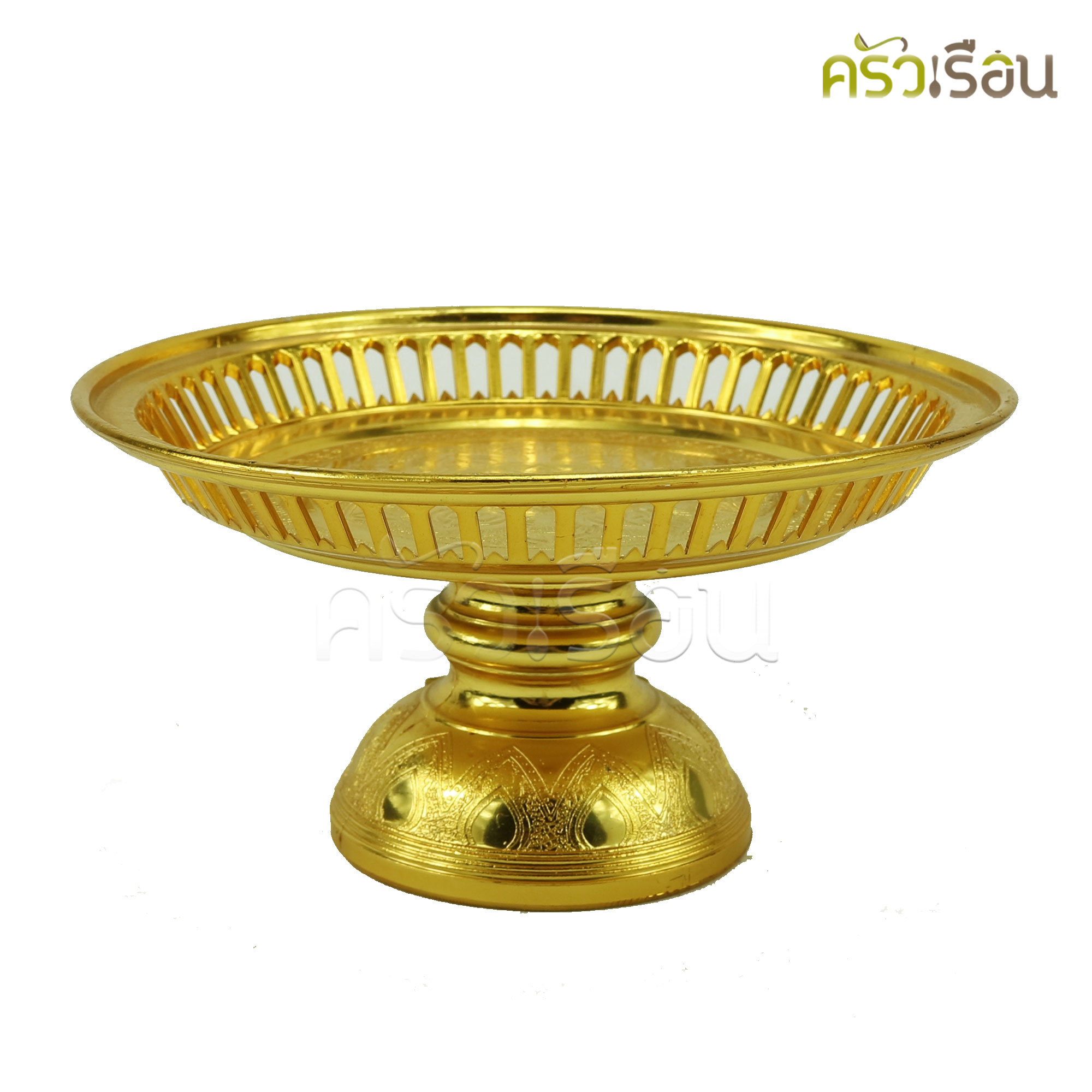 ลายไทย พานรัตนโกสินทร์ พลาสติก สีทอง