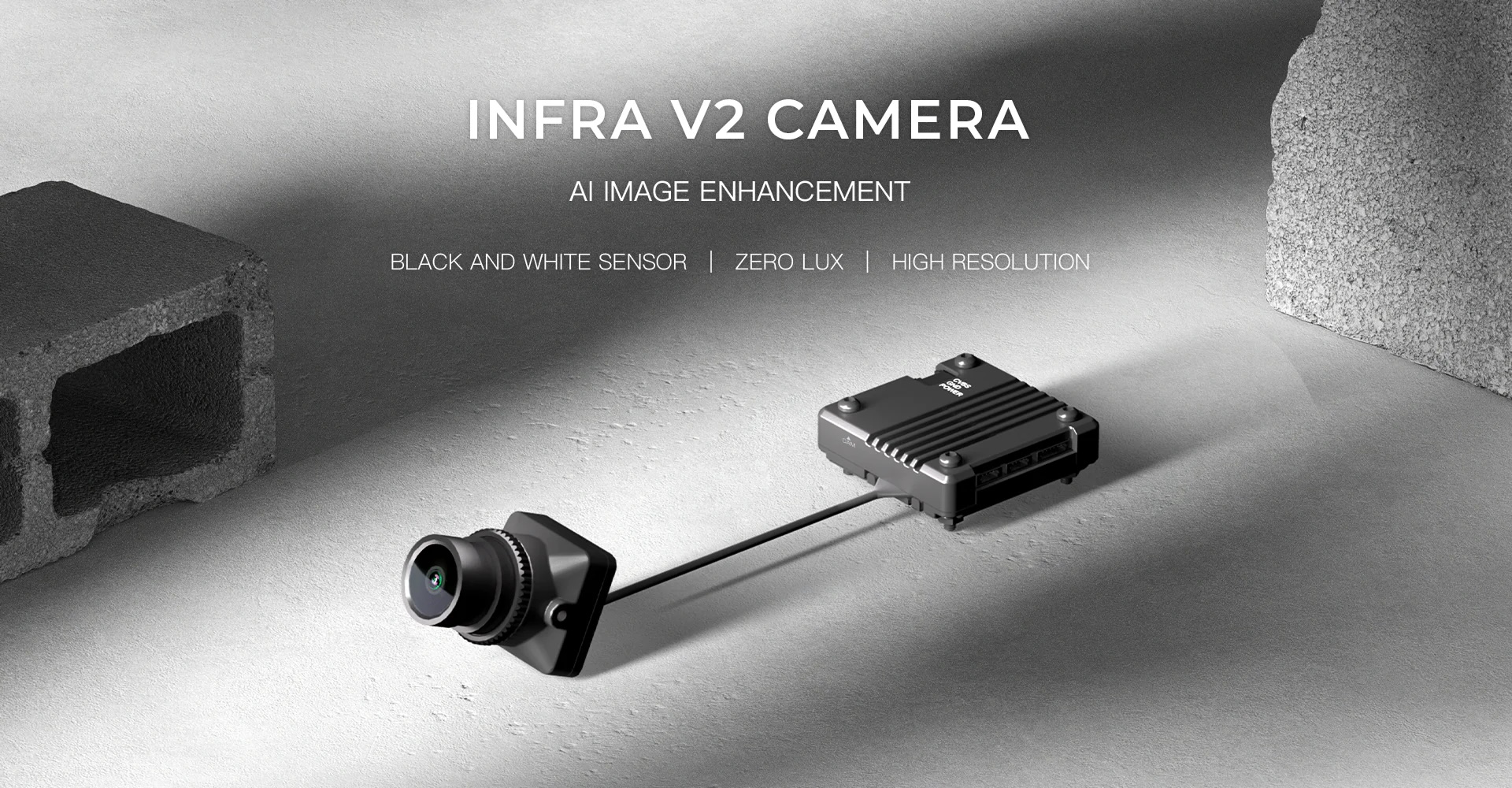 CADDXFPV Infra V2 Camera Analog กล้องในที่มืด for DIY FPV AI Analog Image Transmission Black/ White Sensor