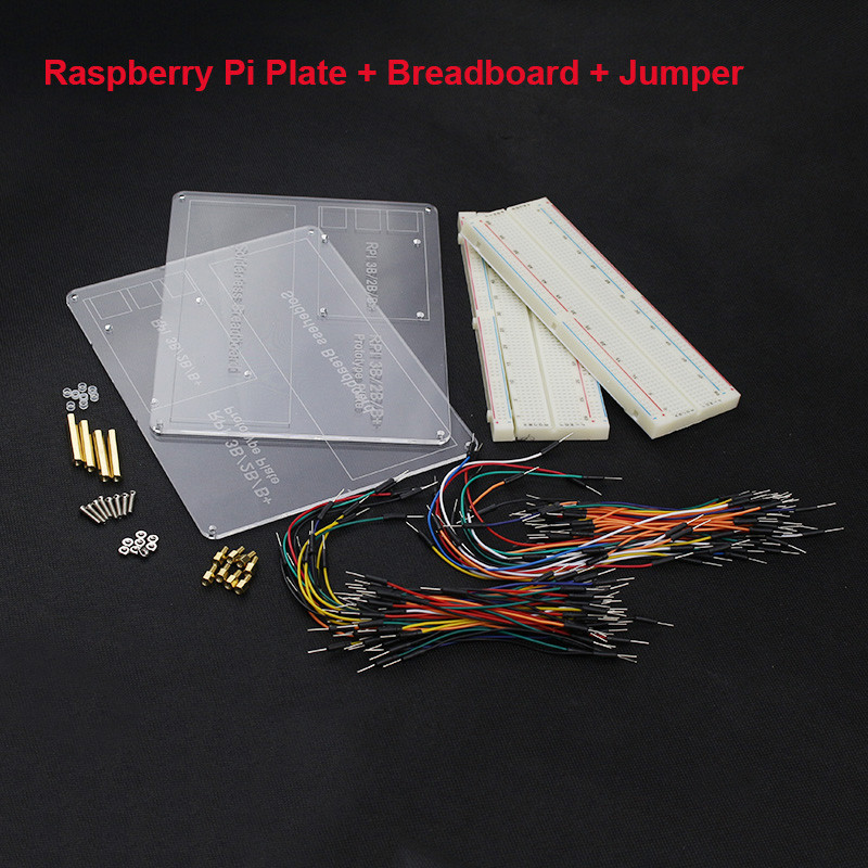2 Set Raspberry Pi Acrylic Experiment Plate + Breadboard Board + Jumper Wire Cable for Raspberry Pi 2/3