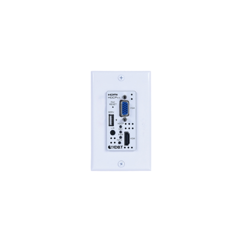4K60 (4:4:4) 2×1 HDMI/VGA OVER HDBASET WALLPLATE SWITCHER WITH POH (PD) & LAN (1 GANG US)