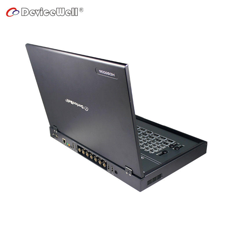 DeviceWell HDS9326: เครื่องสลับสัญญาณวิดีโอ Full HD 6 ช่อง (4x SDI, 2x HDMI) แบบ All-in-One พร้อมจอภาพ 11.6 นิ้ว (แนวตั้ง), บันทึก/สตรีมมิ่ง, Keying สำหรับ Broadcast และ Social Media Live Production