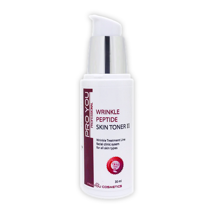 Proyou Wrinkle Peptide Skin Toner 30ml โทนเนอร์น้ำตบ มีประสิทธิภาพในการช่วยกระตุ้นการทำงานของคอลลาเจนในเซลล์ผิว และปรับลดริ้วรอยให้จางลงพร้อมเพิ่มความชุ่มชื่น