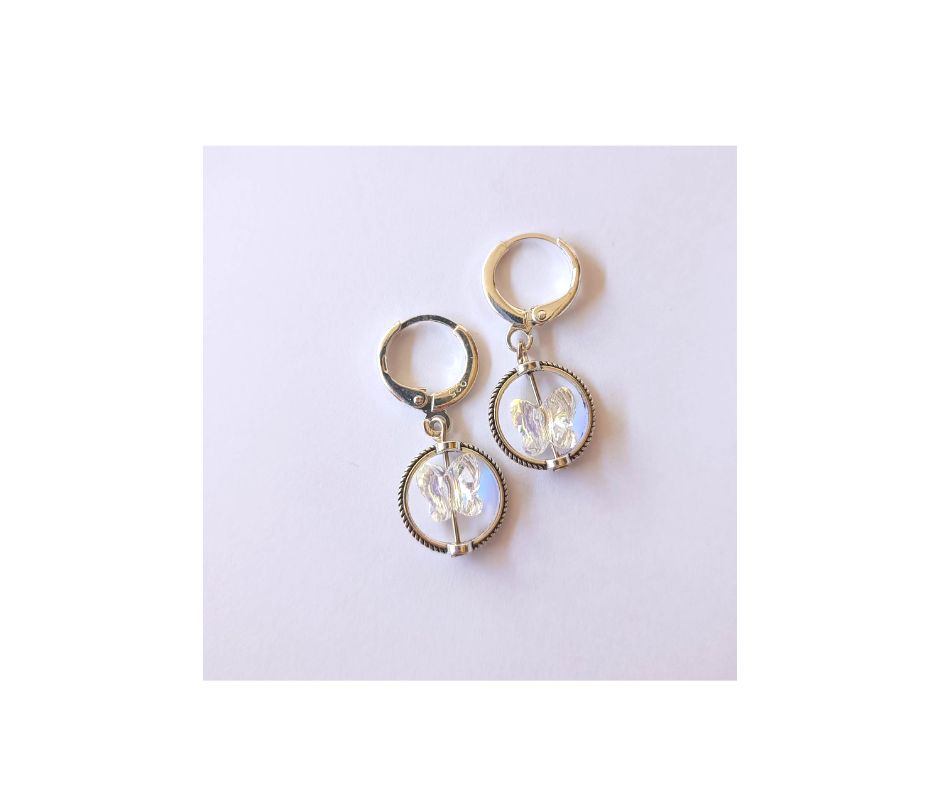 ต่างหูเงินแท้ 92.5 ประดับButterfly Crystal Sterling Silver Earring