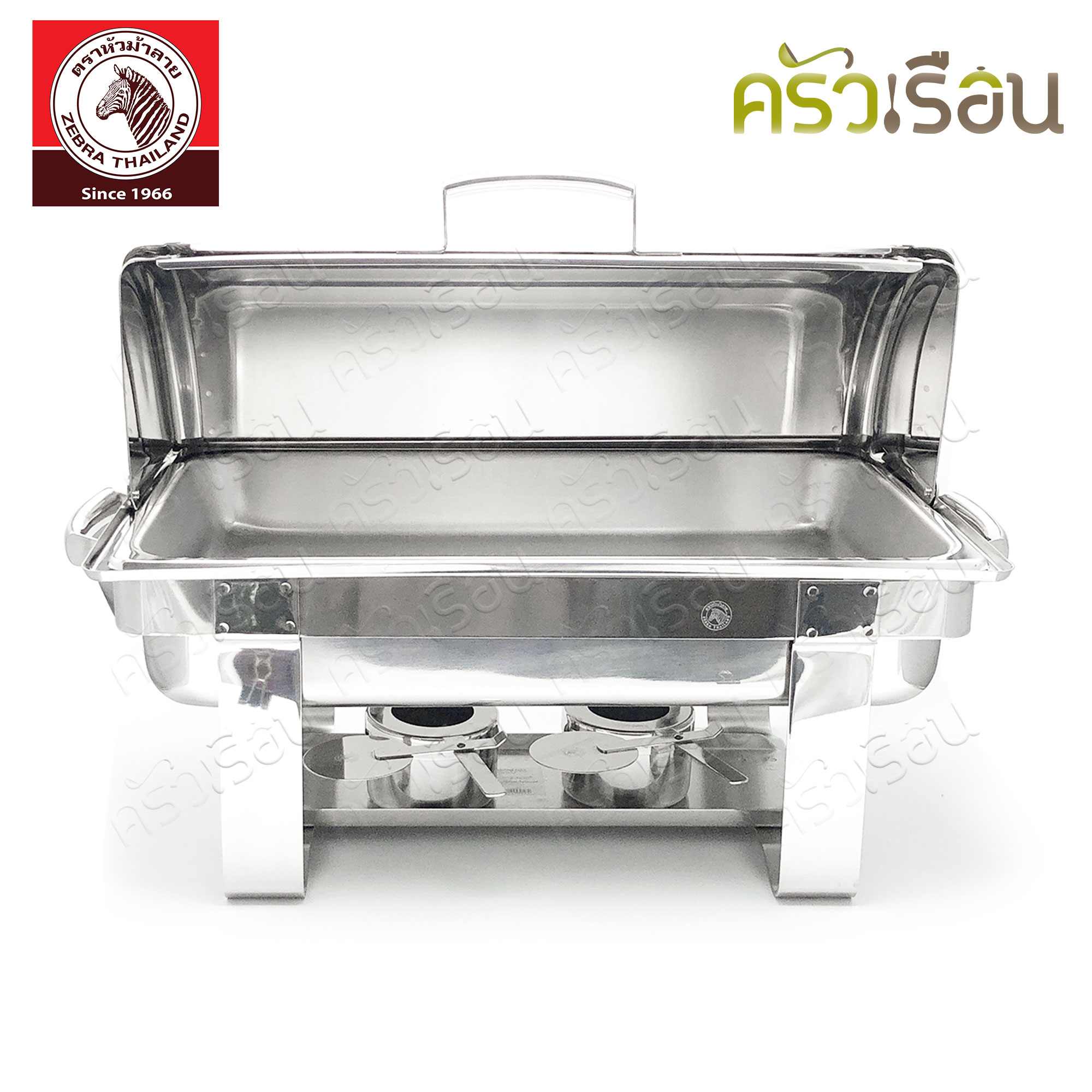 [ ตัวโชว์ ทักแชทเพื่อขอดูรูปสินค้าจริงค่ะ ] Zebra ชุดอ่างอุ่นใหญ่ 50 ซม. Extra ตราหัวม้าลาย 140002 ที่อุ่นอาหาร บุฟเฟ่ ฝาค้าง ฝาโค้ง