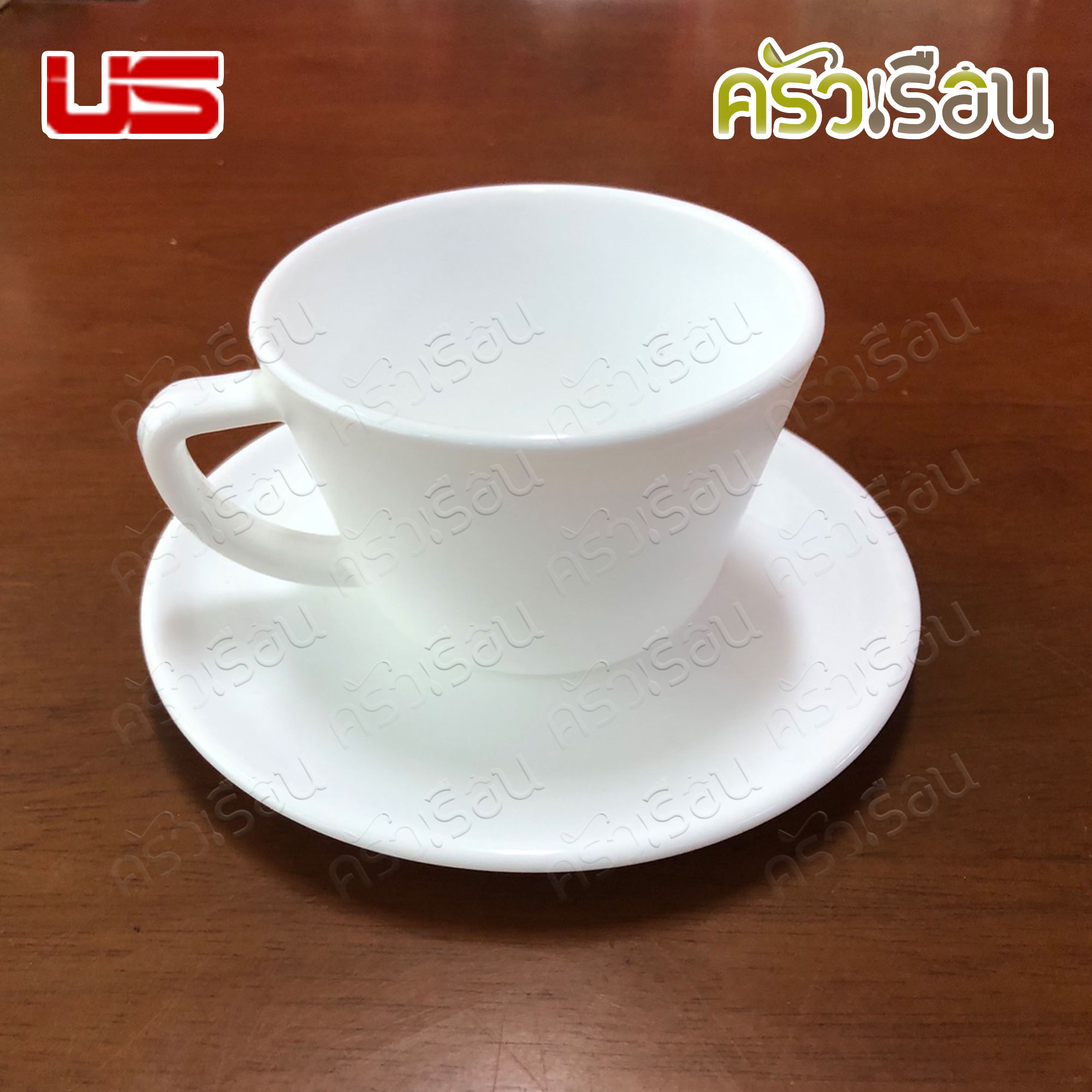US ชุุดกาแฟ แก้วโอปอล พร้อมจานรอง PC-60 ขนาดแก้ว 170 ml. / 5.6 ออนซ์ Ø 8.5 x 5.8 cm.